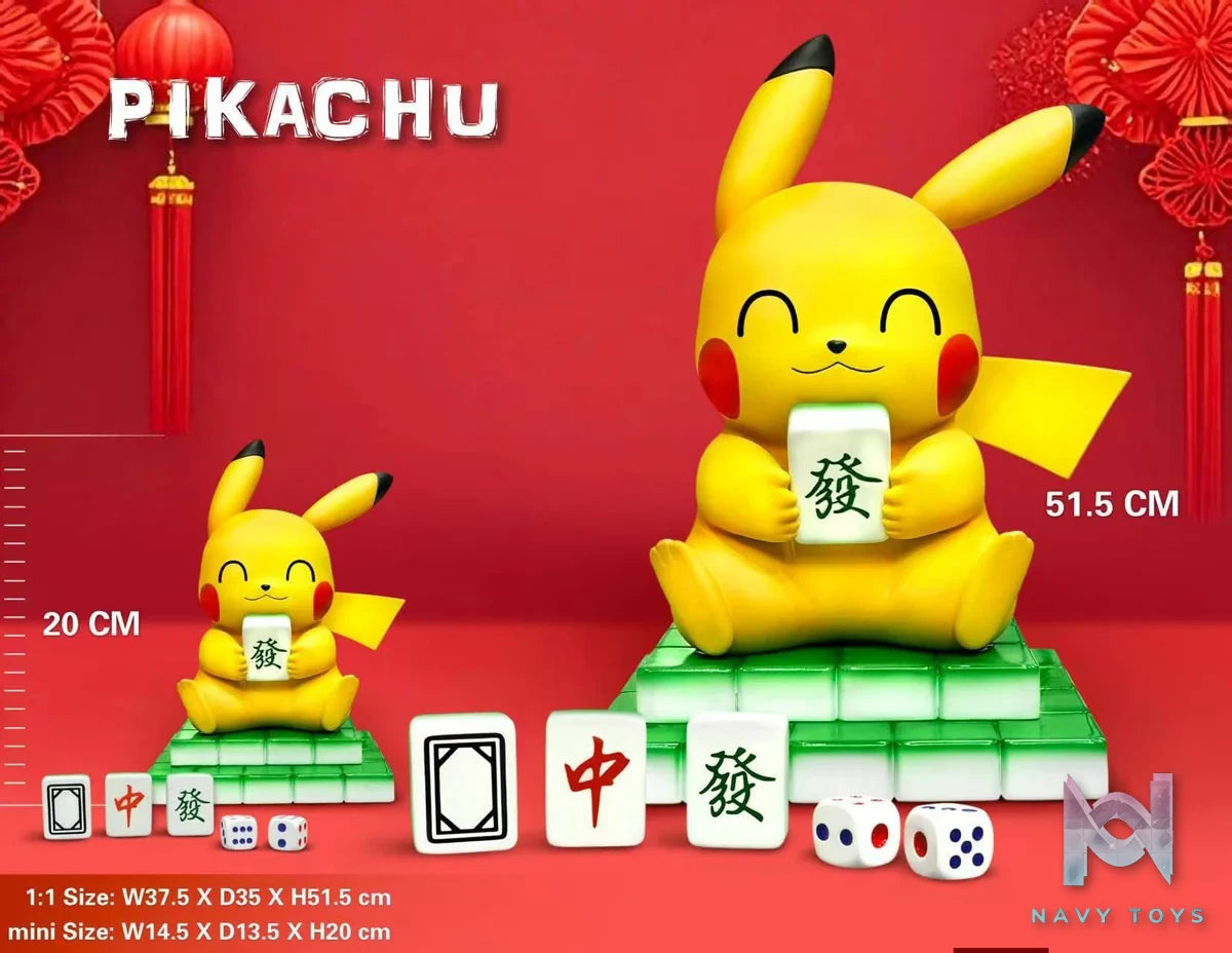 Pikachu playing Mahjong resin statue egg studio anime figure