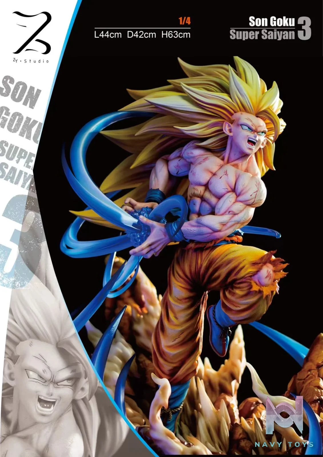 Goku Super Saiyan 3 resin statue ZY Studio x Poker Monster Studio anime figure