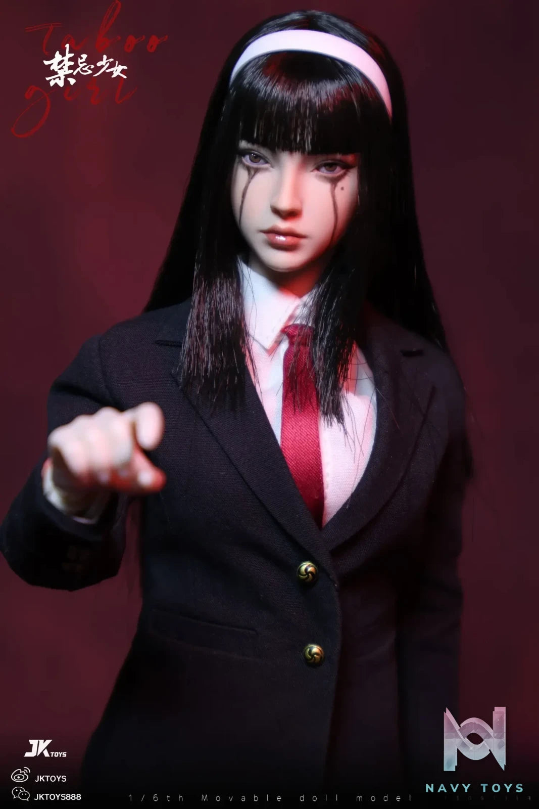 JKTOYS – Tomie 1/6 Taboo girl Tomie cosplay version Movable Eye Double Headed Sculpture Configuration K-005