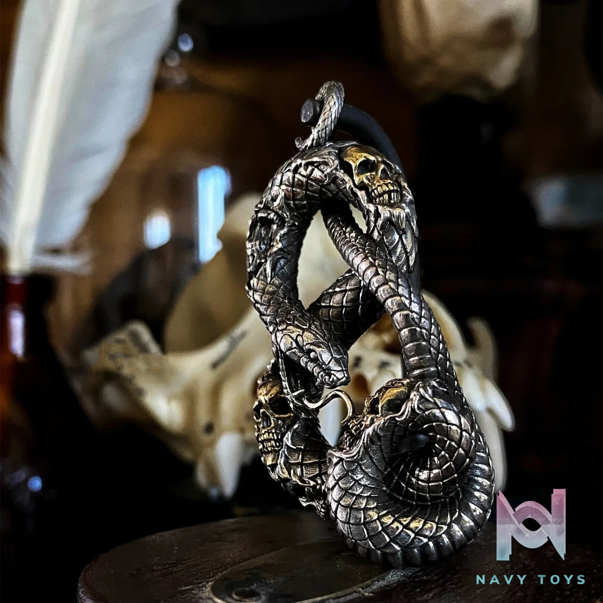 Raven Studio (silver jewelry) – Original Exclusive “Devouring Soul” Skull Snake Pendant Original