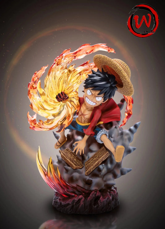 W Studio - One Piece Three Brothers Red Roc Luffy resin statue Navy Toys anime figure