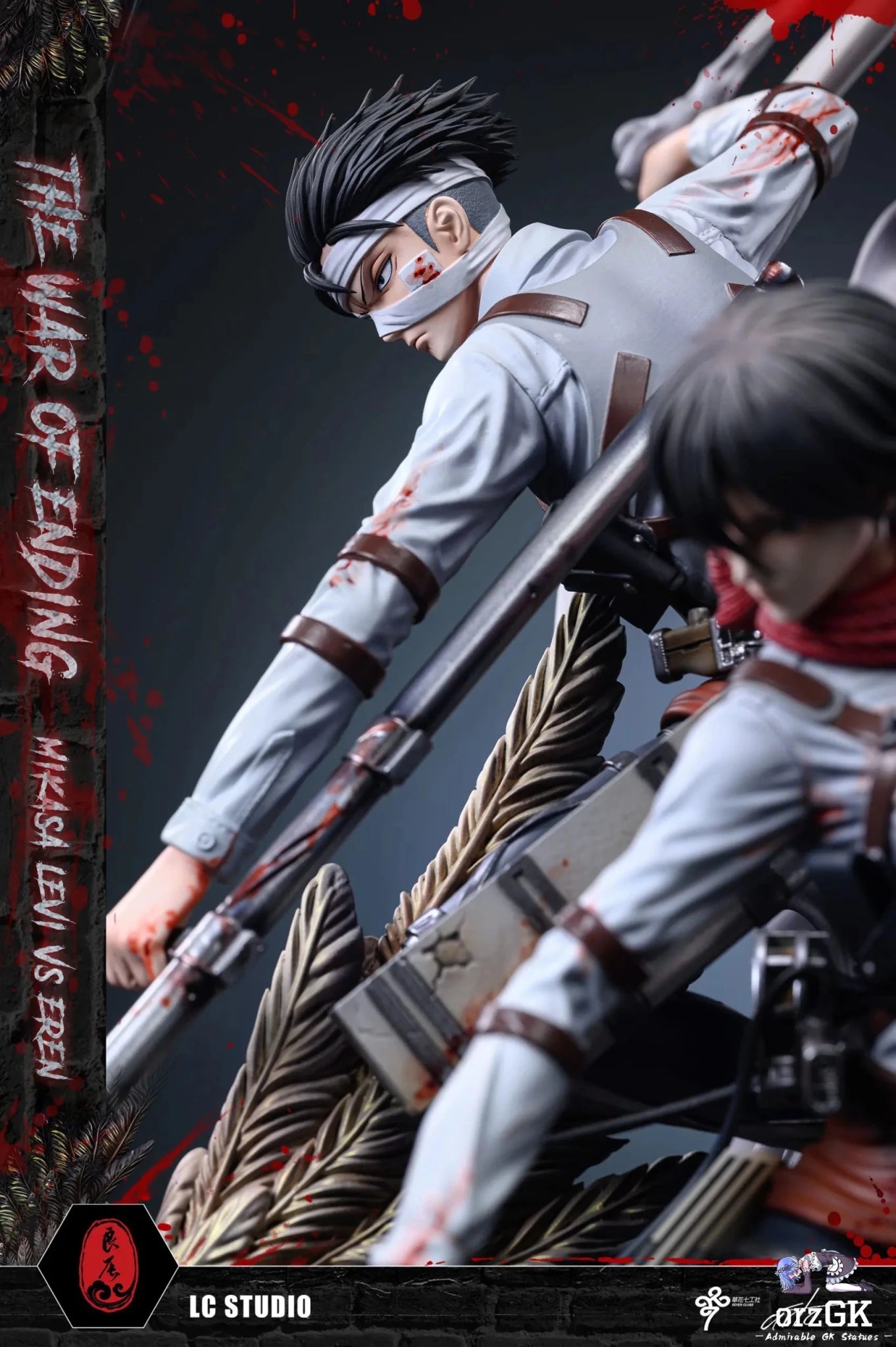 LC Studio - Attack on Titan Mikasa & Levi VS The Founding Titan resin statue Navy Toys anime figure