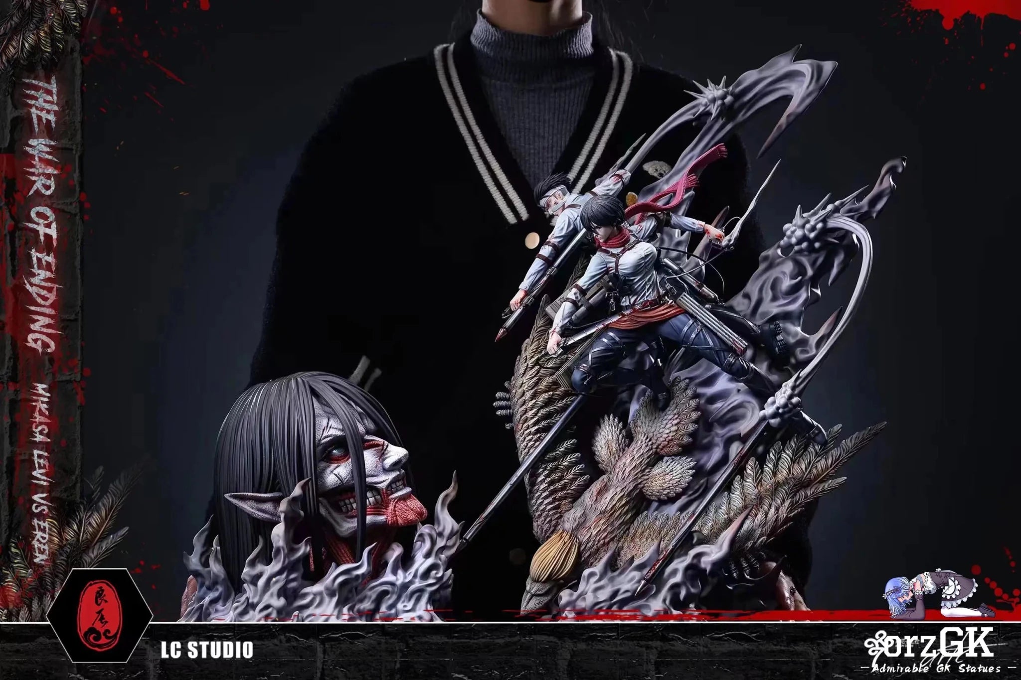 LC Studio - Attack on Titan Mikasa & Levi VS The Founding Titan resin statue Navy Toys anime figure