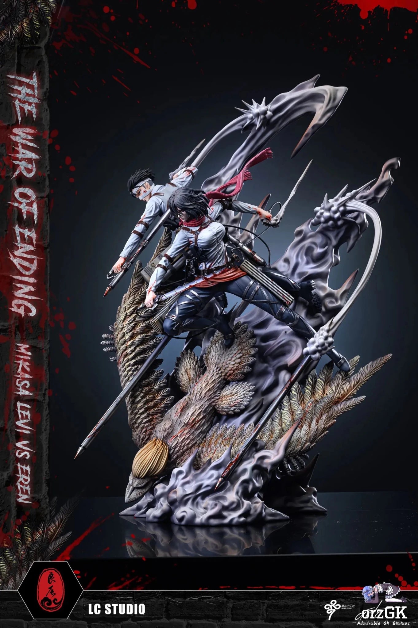 LC Studio - Attack on Titan Mikasa & Levi VS The Founding Titan resin statue Navy Toys anime figure