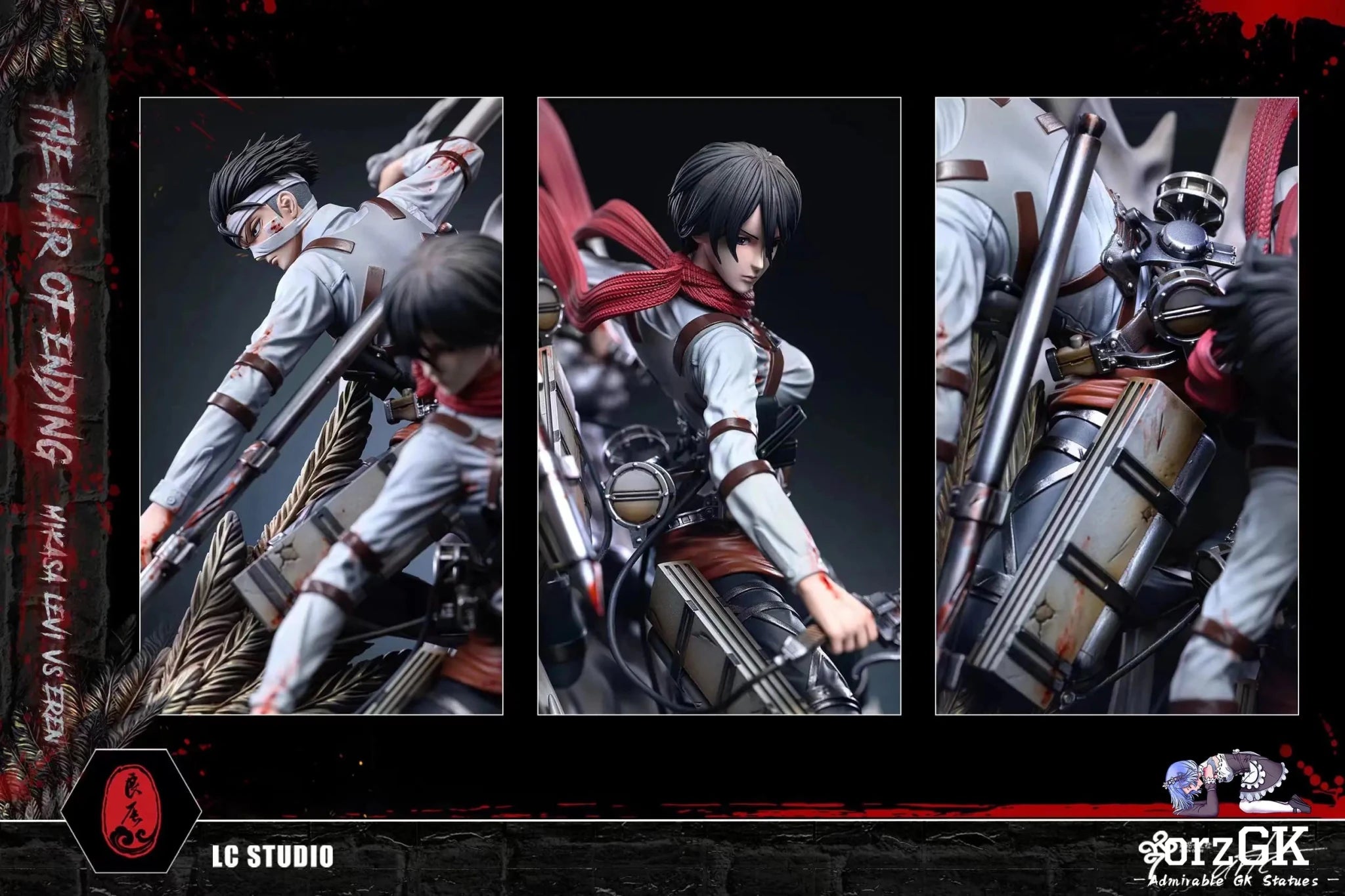 LC Studio - Attack on Titan Mikasa & Levi VS The Founding Titan resin statue Navy Toys anime figure