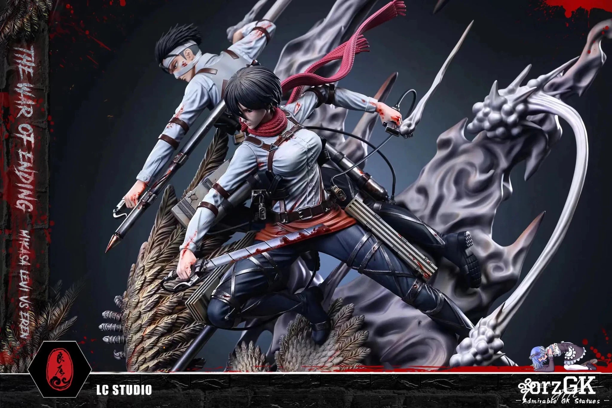 LC Studio - Attack on Titan Mikasa & Levi VS The Founding Titan resin statue Navy Toys anime figure