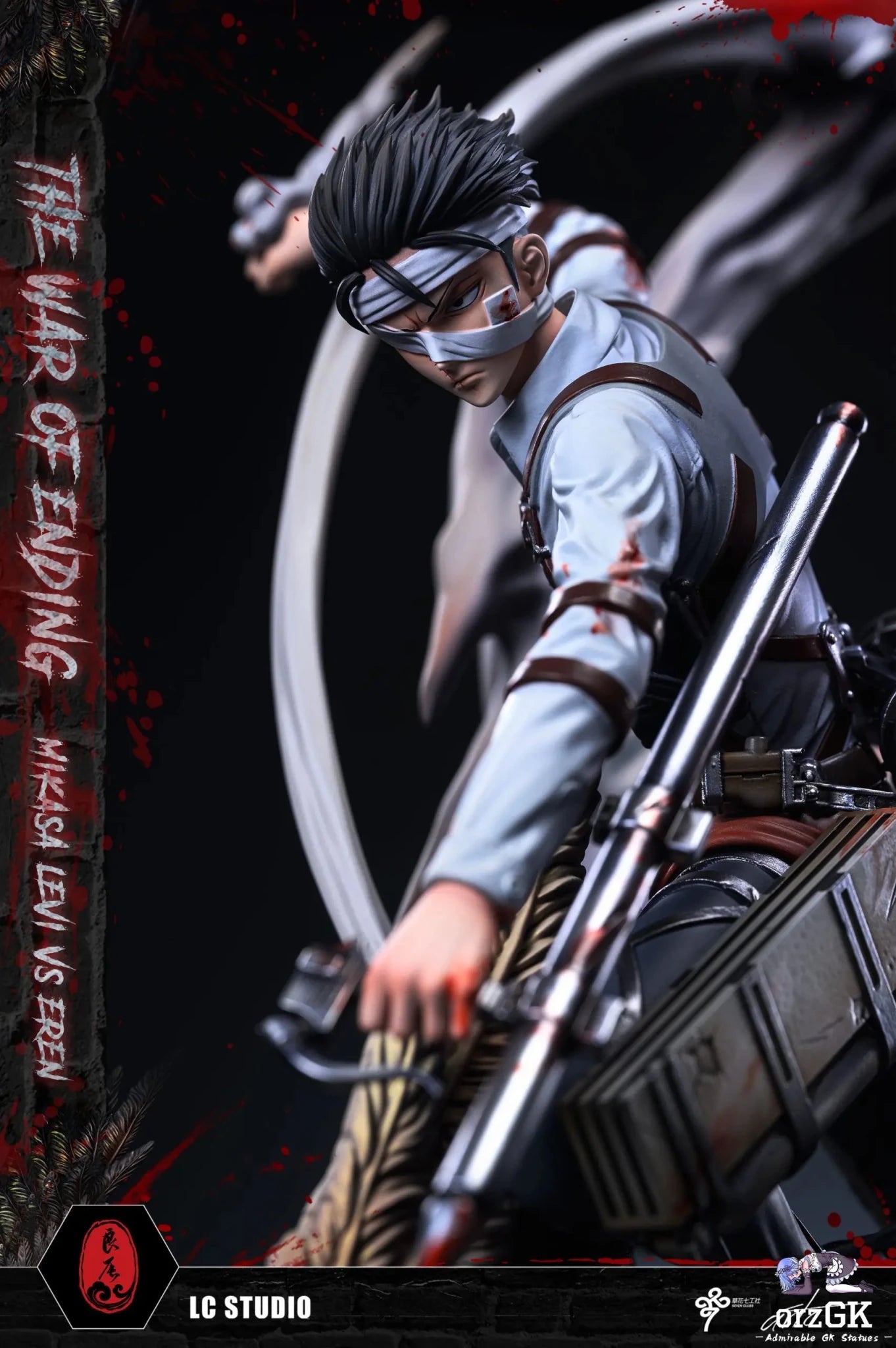 LC Studio - Attack on Titan Mikasa & Levi VS The Founding Titan resin statue Navy Toys anime figure