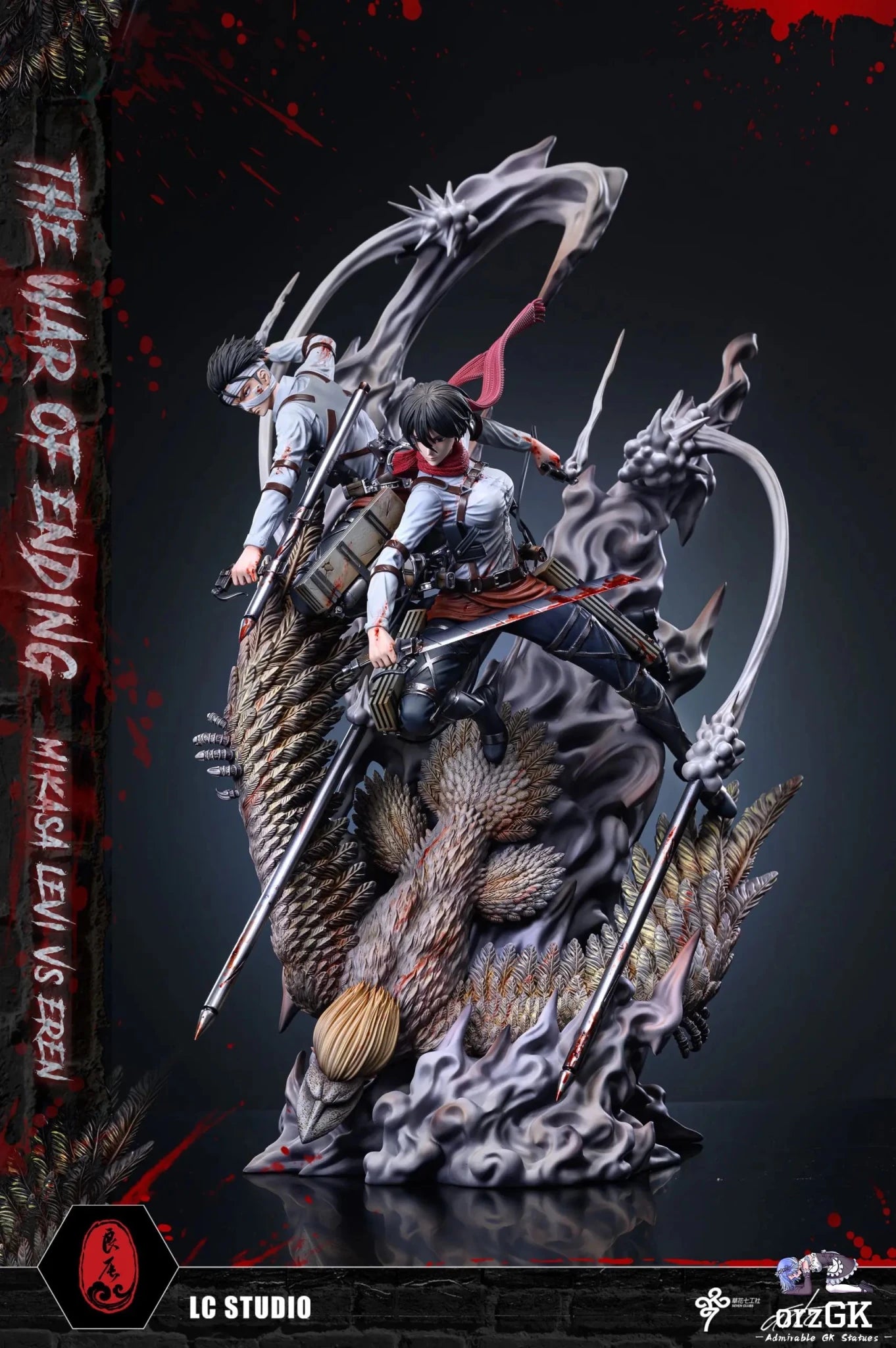 LC Studio - Attack on Titan Mikasa & Levi VS The Founding Titan resin statue Navy Toys anime figure
