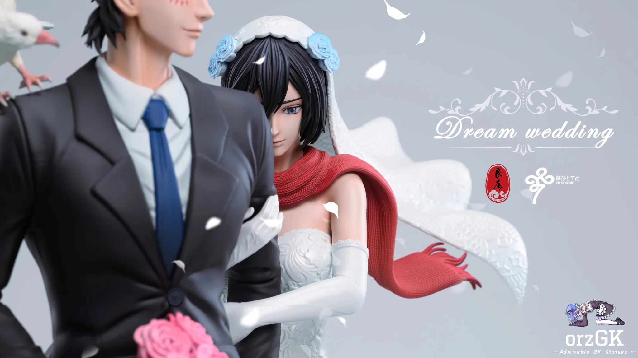 LC Studio - Attack on Titan Eren Yeager & Mikasa Ackerman Wedding resin statue Navy Toys anime figure