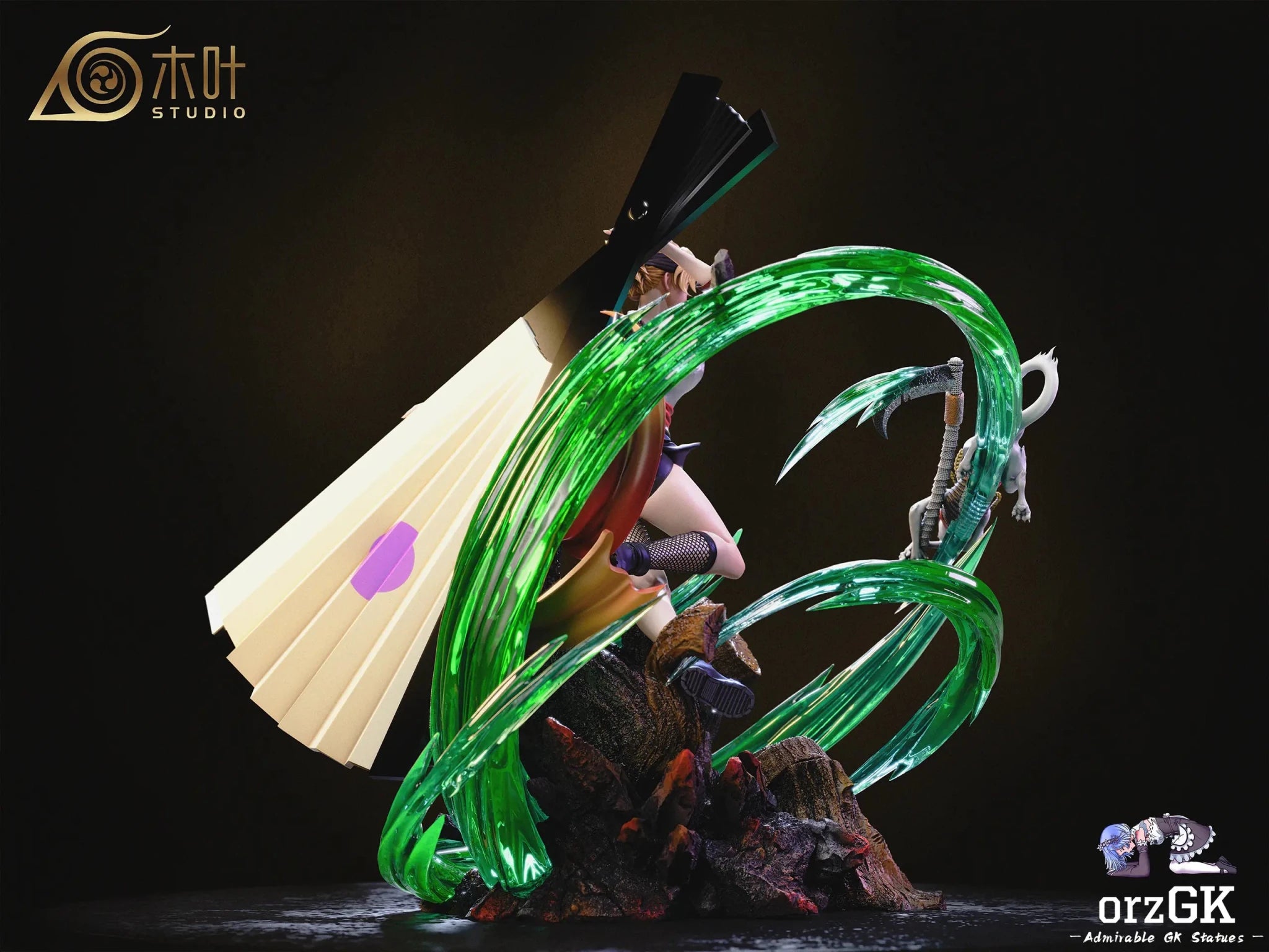 Konoha Studio - Naruto Beautiful Girl Light Sculpture Series 001 Temari - Temari+kamaitachi resin statue Navy Toys anime figure