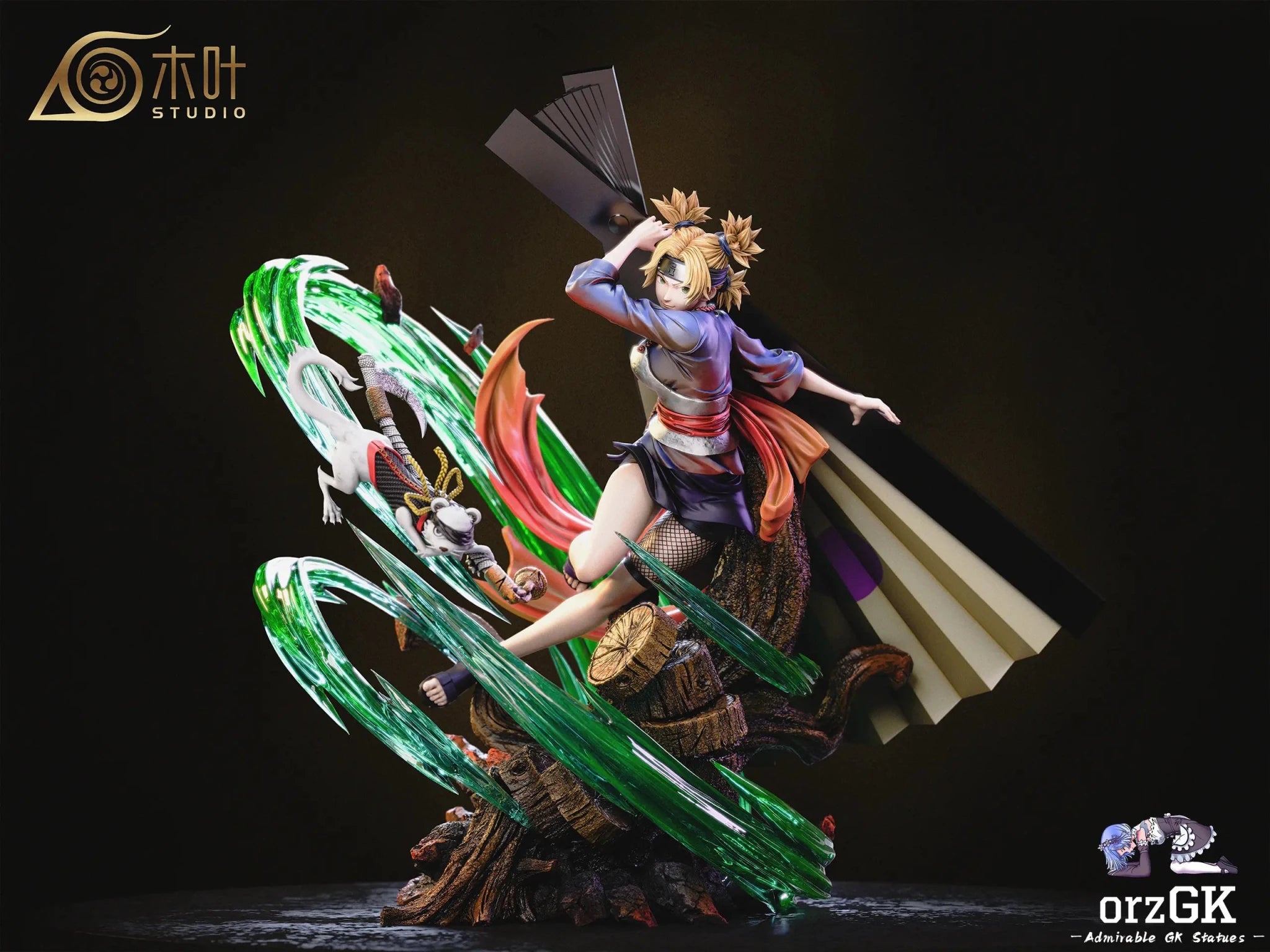 Konoha Studio - Naruto Beautiful Girl Light Sculpture Series 001 Temari - Temari+kamaitachi resin statue Navy Toys anime figure