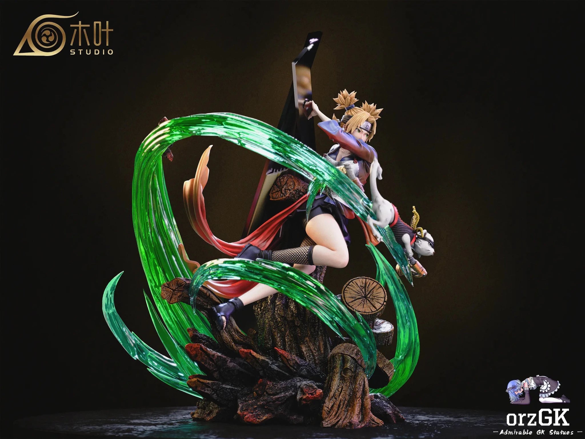 Konoha Studio - Naruto Beautiful Girl Light Sculpture Series 001 Temari - Temari+kamaitachi resin statue Navy Toys anime figure