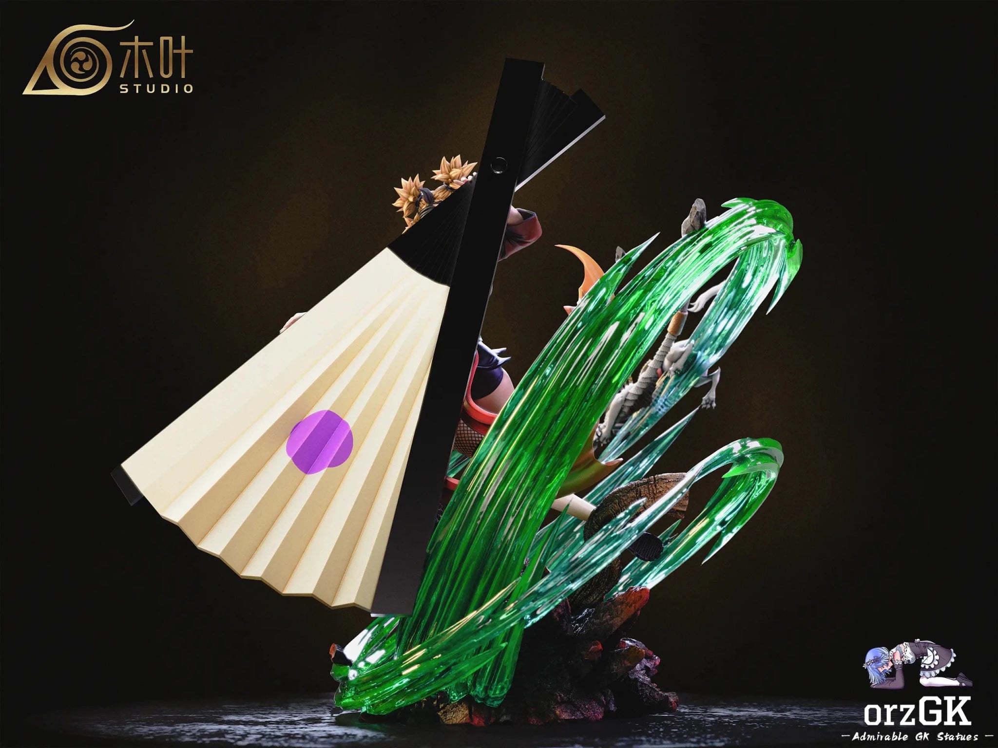 Konoha Studio - Naruto Beautiful Girl Light Sculpture Series 001 Temari - Temari+kamaitachi resin statue Navy Toys anime figure