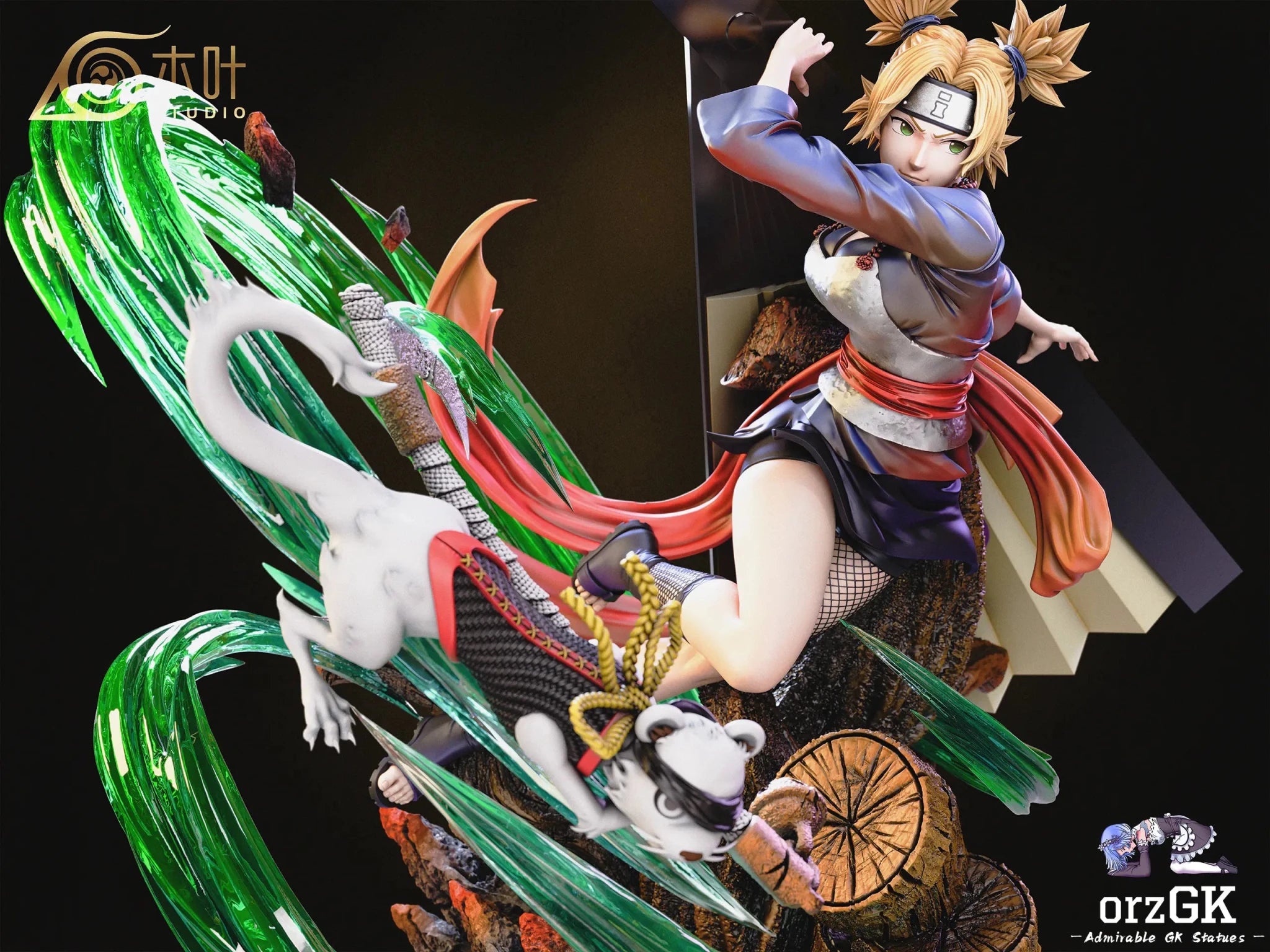 Konoha Studio - Naruto Beautiful Girl Light Sculpture Series 001 Temari - Temari+kamaitachi resin statue Navy Toys anime figure