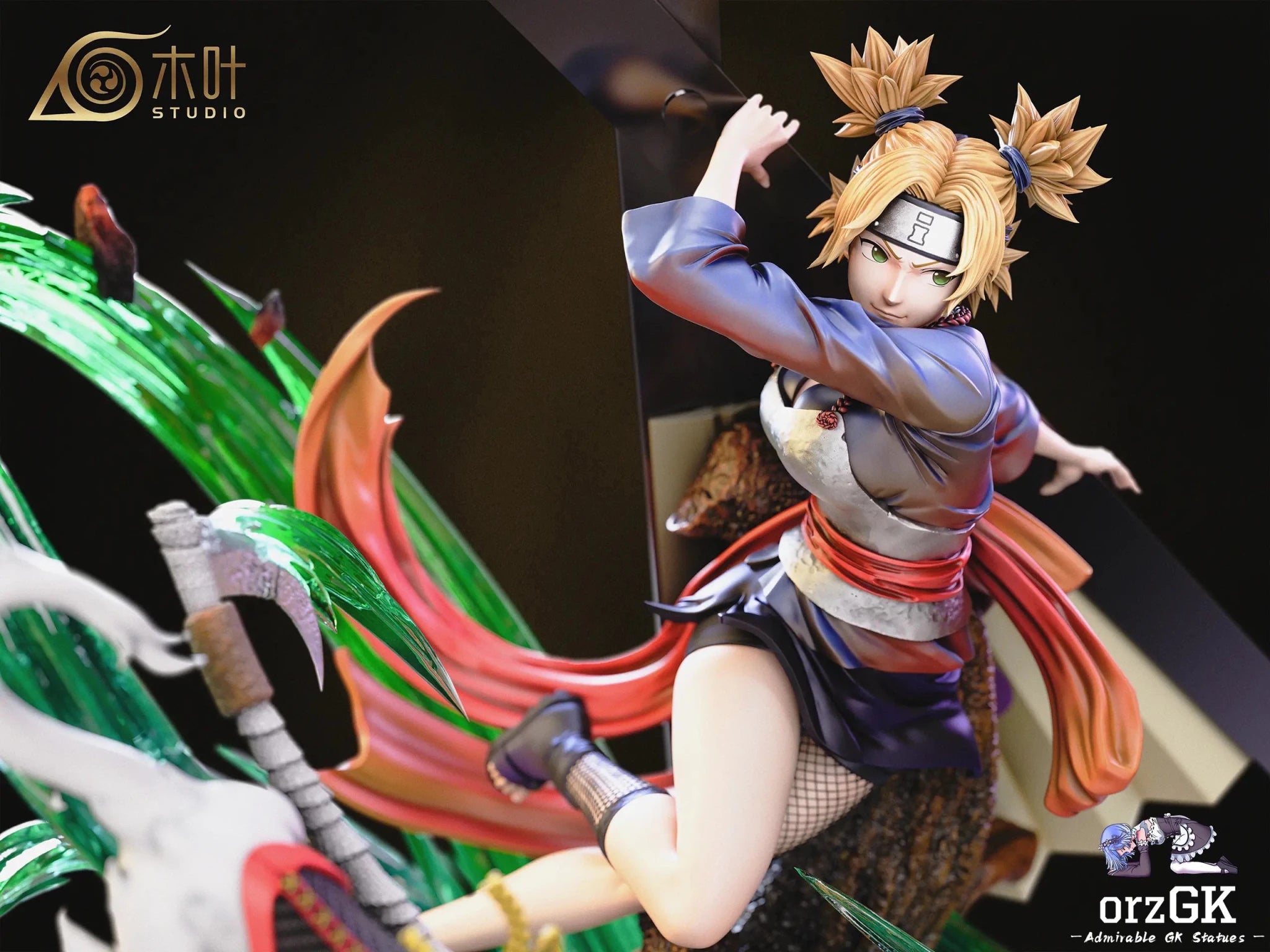 Konoha Studio - Naruto Beautiful Girl Light Sculpture Series 001 Temari - Temari+kamaitachi resin statue Navy Toys anime figure