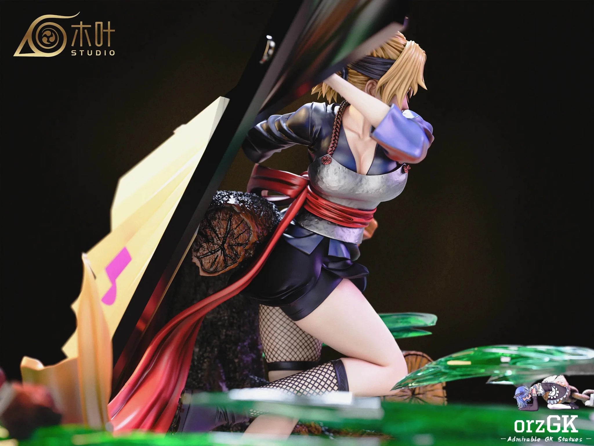 Konoha Studio - Naruto Beautiful Girl Light Sculpture Series 001 Temari - Temari+kamaitachi resin statue Navy Toys anime figure