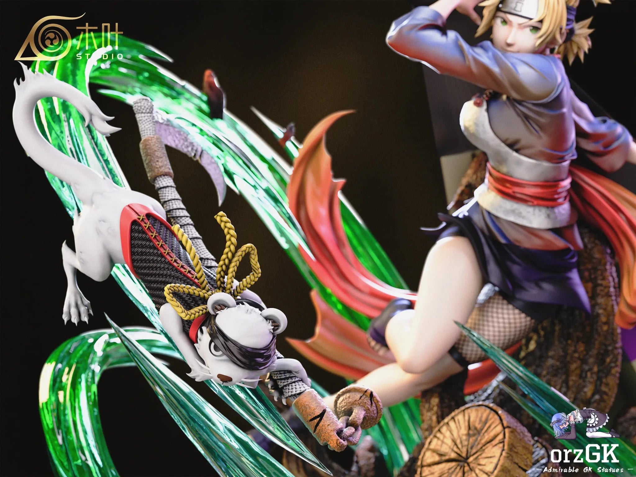 Konoha Studio - Naruto Beautiful Girl Light Sculpture Series 001 Temari - Temari+kamaitachi resin statue Navy Toys anime figure