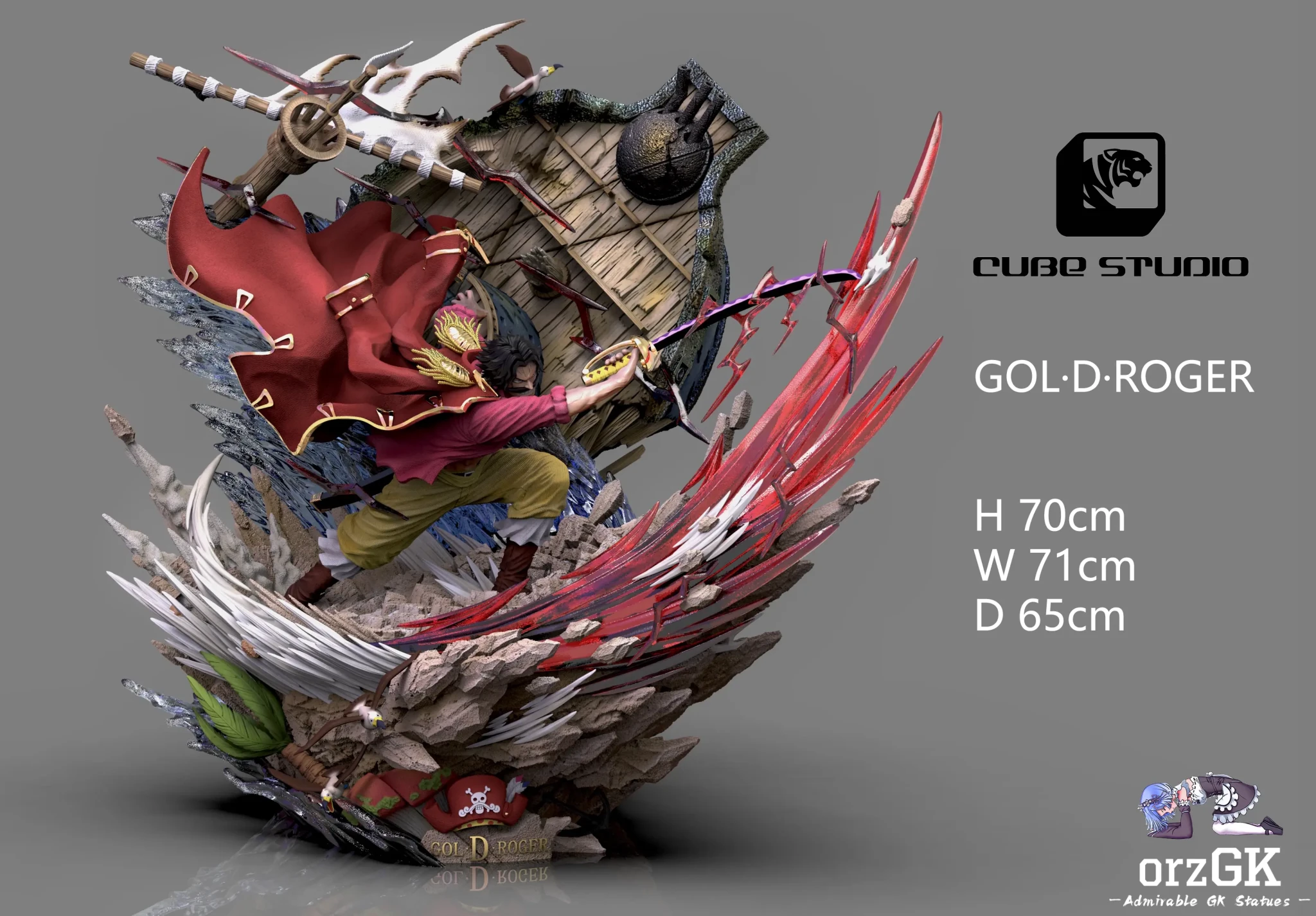 CUBE Studio - One Piece Gol D. Roger Large Scale Statue resin statue Navy Toys anime figure