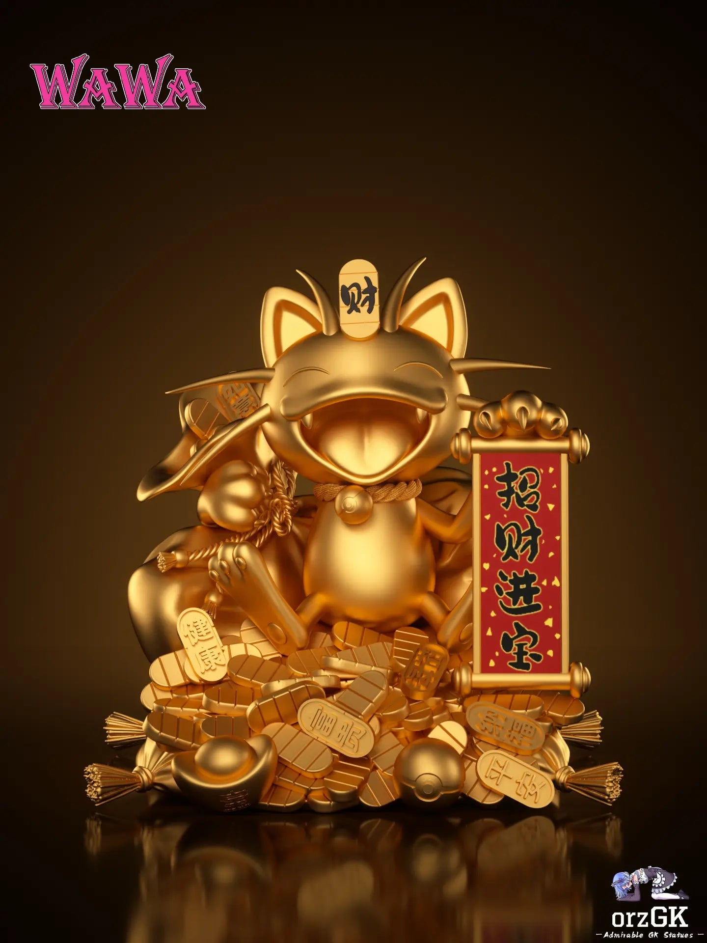 WAWA Studio - Pokémon Fortune Series Meowth 2.0 resin statue Navy Toys anime figure