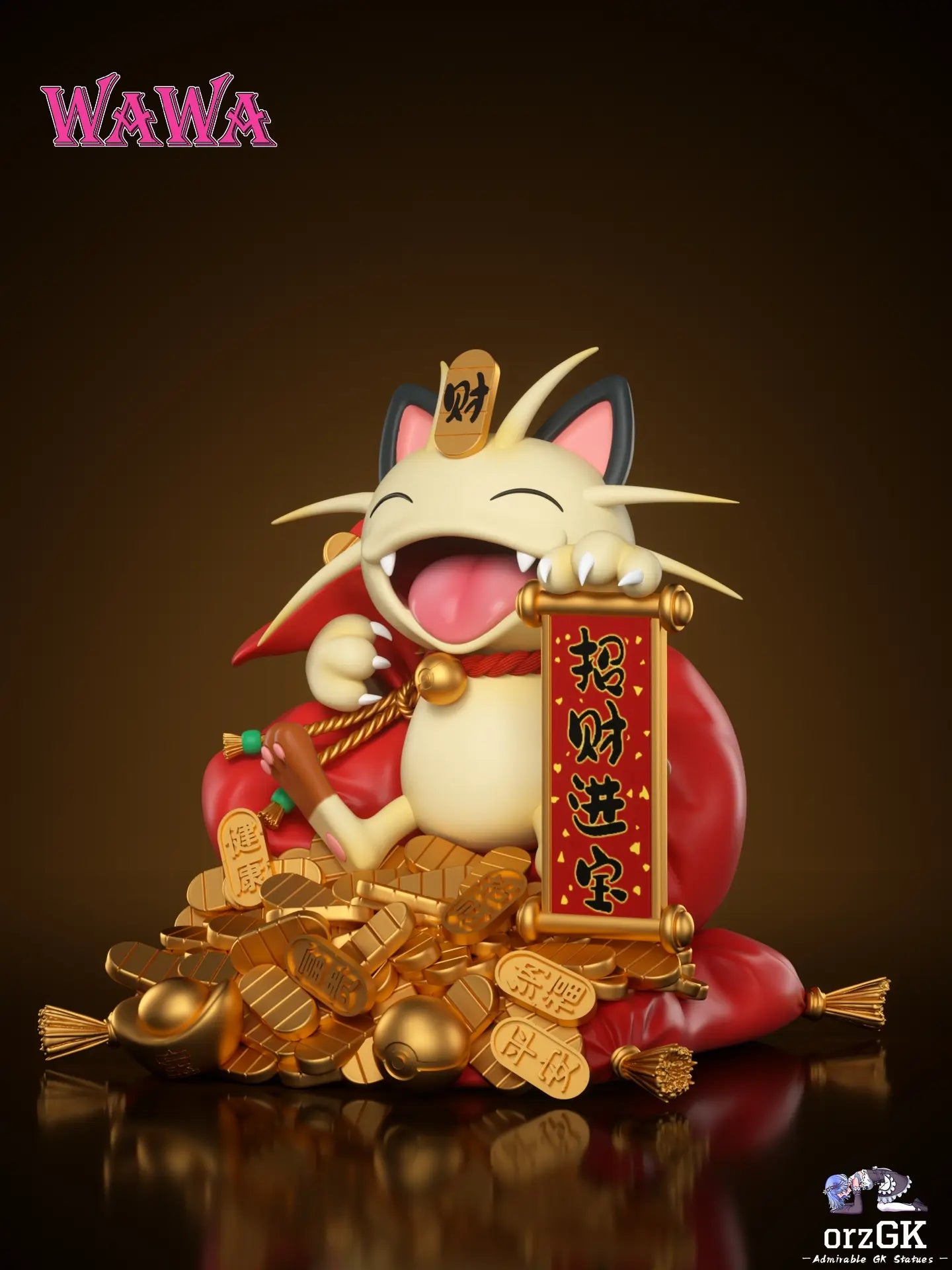 WAWA Studio - Pokémon Fortune Series Meowth 2.0 resin statue Navy Toys anime figure