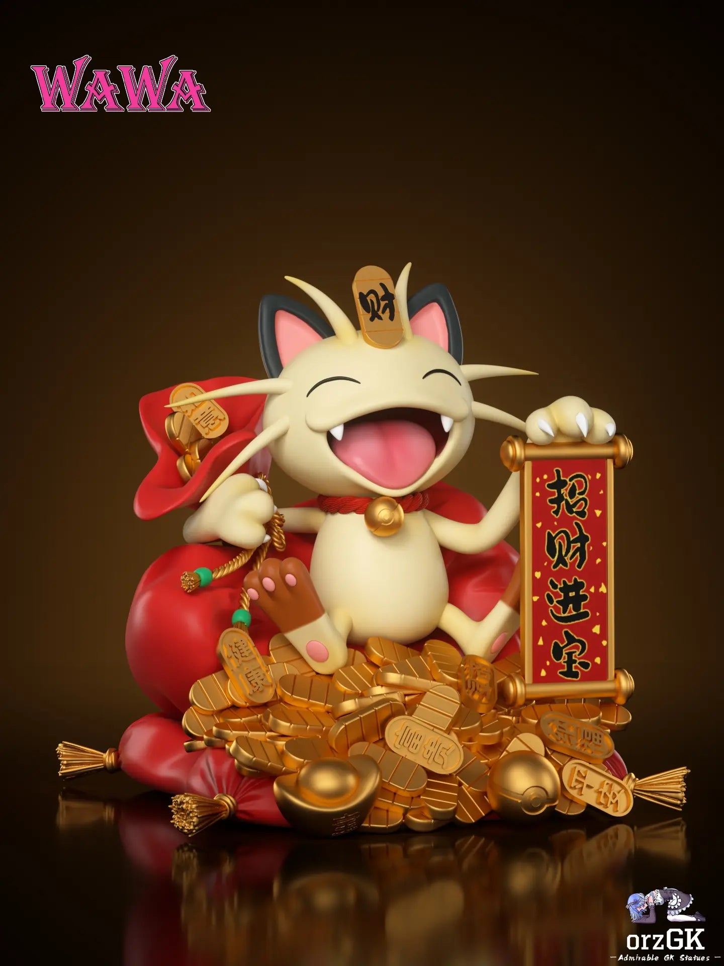 WAWA Studio - Pokémon Fortune Series Meowth 2.0 resin statue Navy Toys anime figure