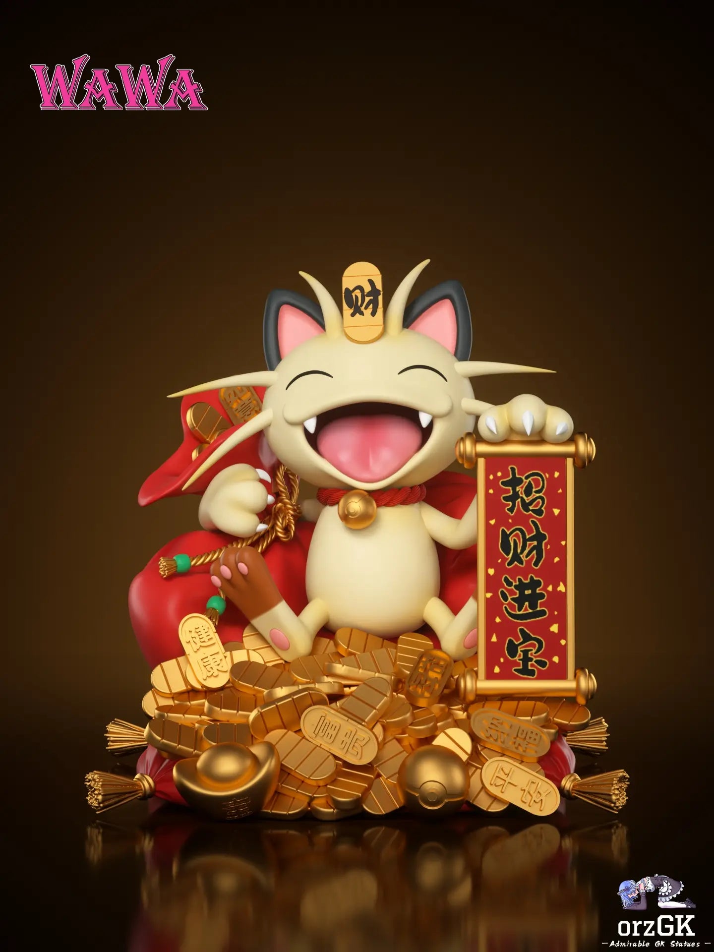 WAWA Studio - Pokémon Fortune Series Meowth 2.0 resin statue Navy Toys anime figure
