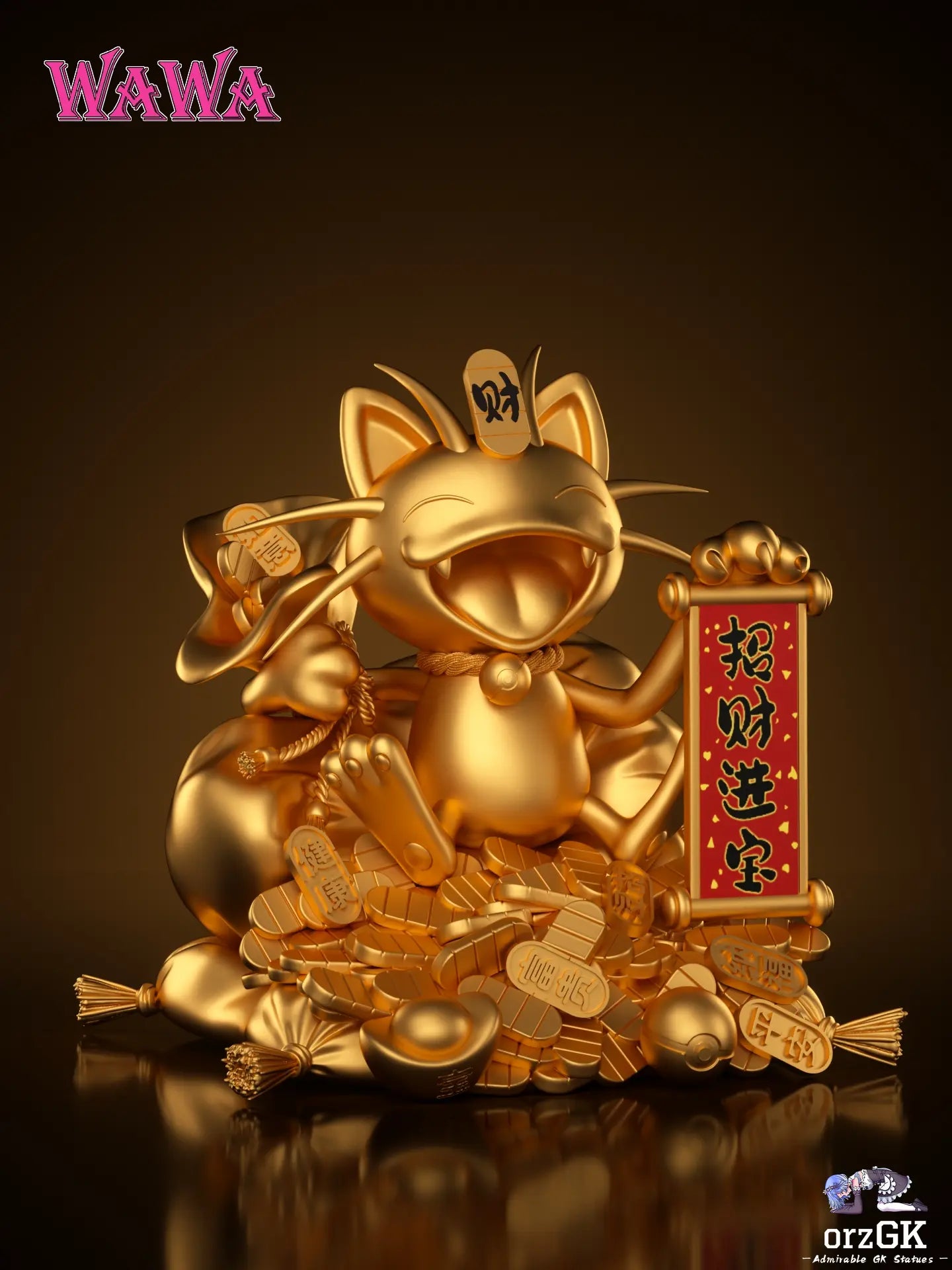 WAWA Studio - Pokémon Fortune Series Meowth 2.0 resin statue Navy Toys anime figure