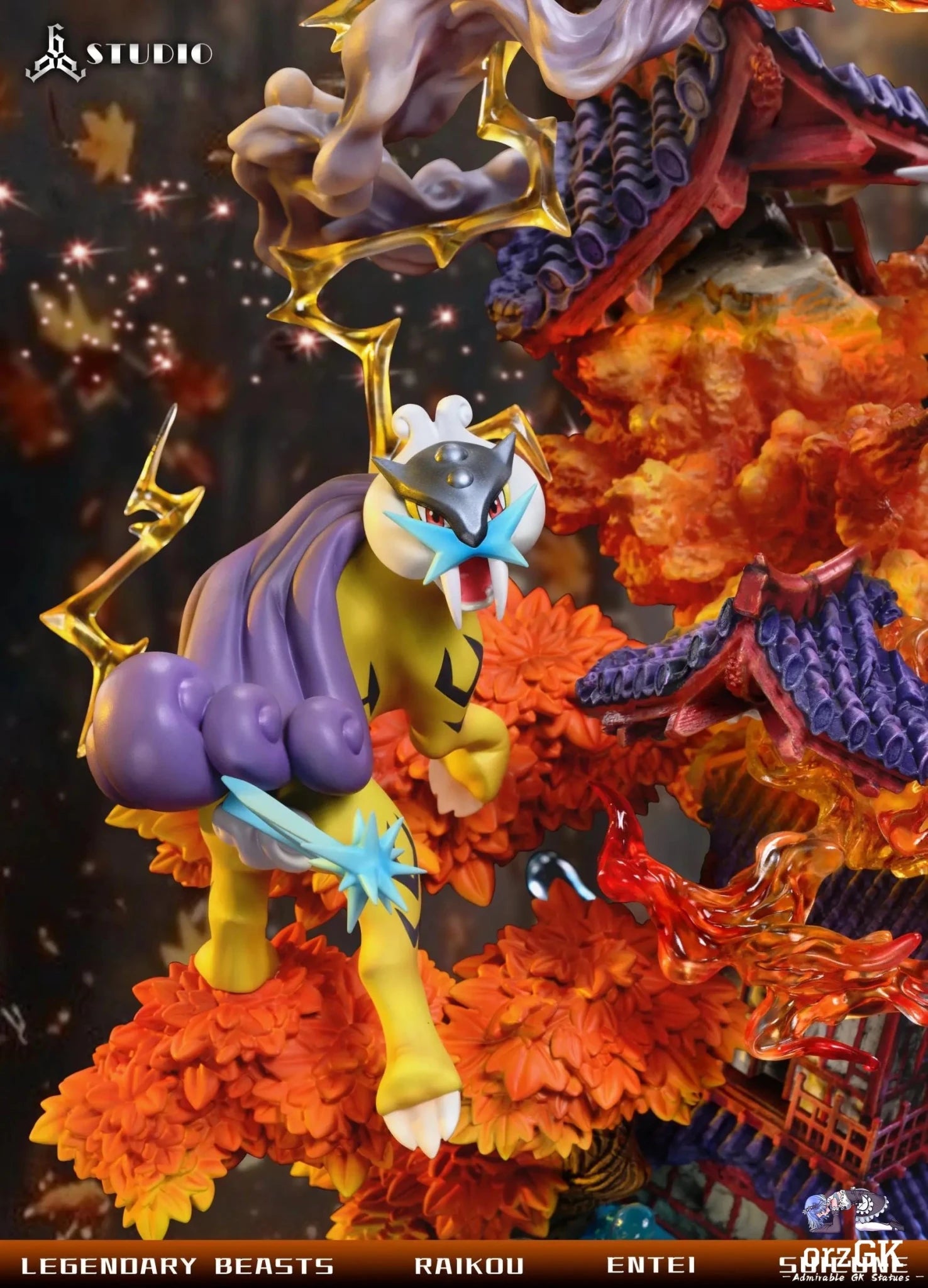 666 Studio - Pokémon Legendary Pokémon Entei & Raikou & Suicune resin statue Navy Toys anime figure