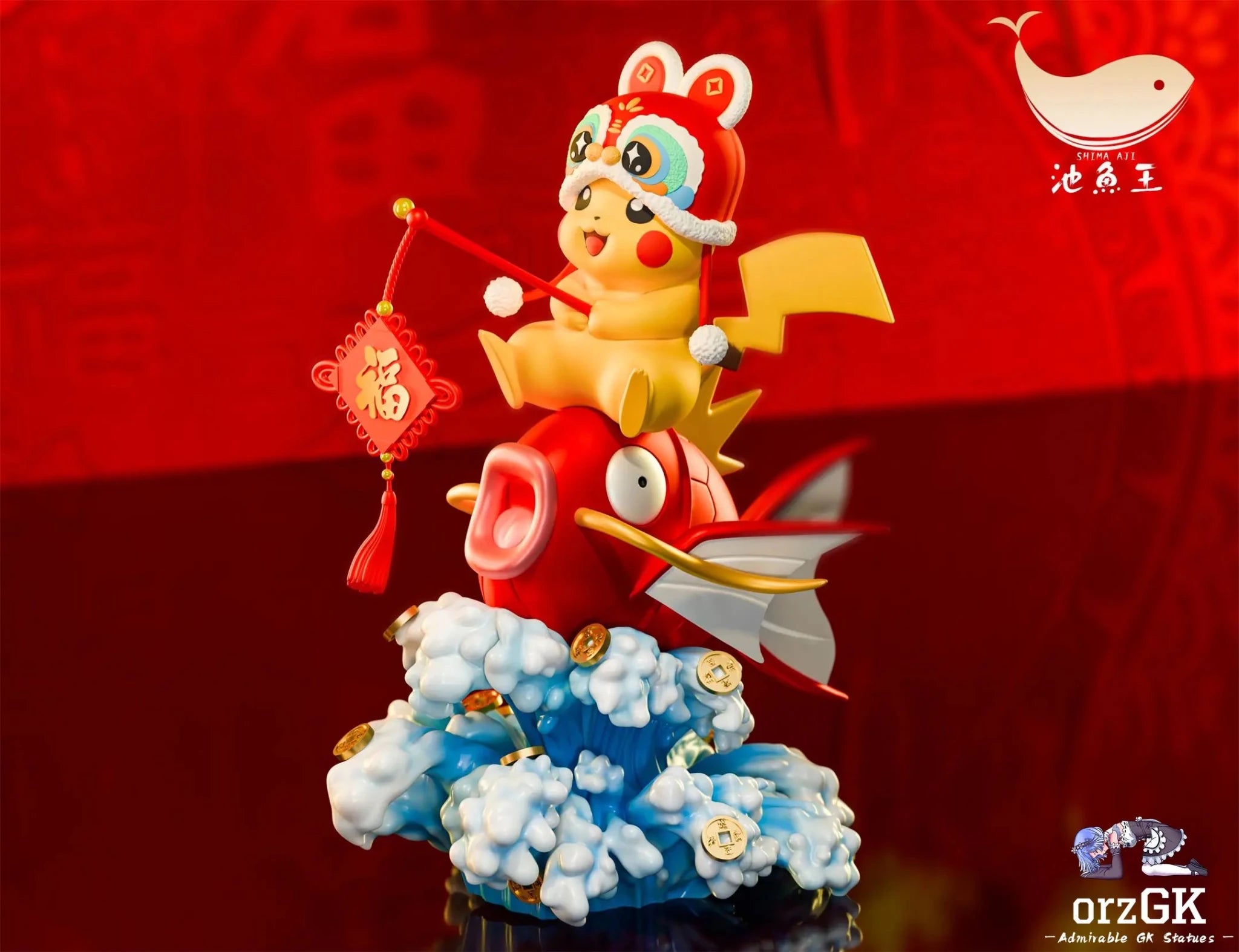 Shima Aji Studio - Pokémon Magikarp Lucky Pikachu resin statue Navy Toys anime figure