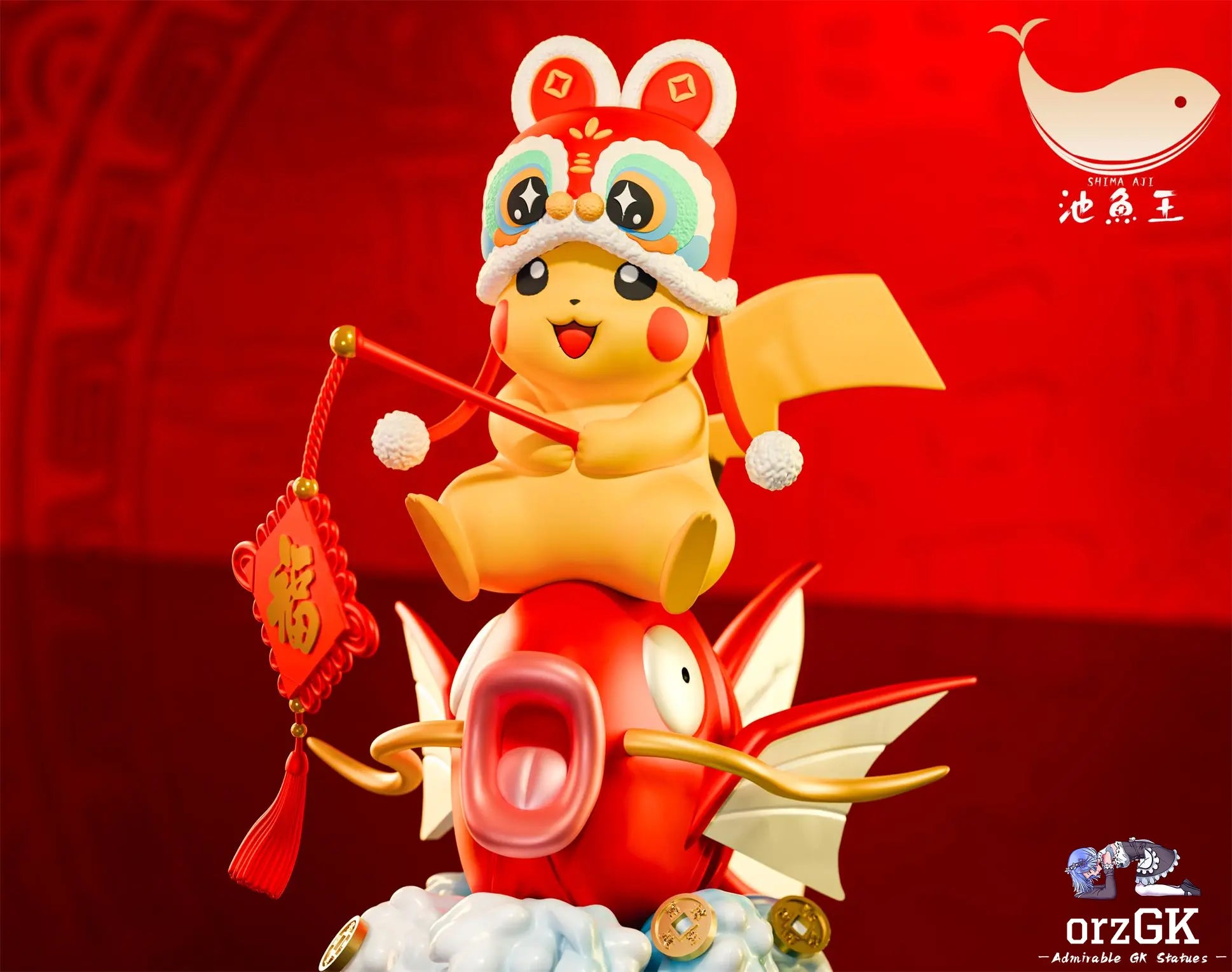 Shima Aji Studio - Pokémon Magikarp Lucky Pikachu resin statue Navy Toys anime figure