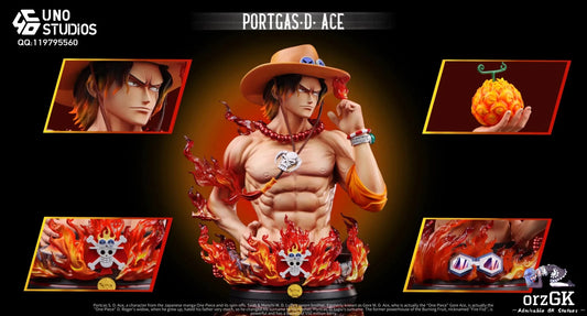 UNO Studio - One Piece 1/4 Portgas D. Ace Bust resin statue Navy Toys anime figure