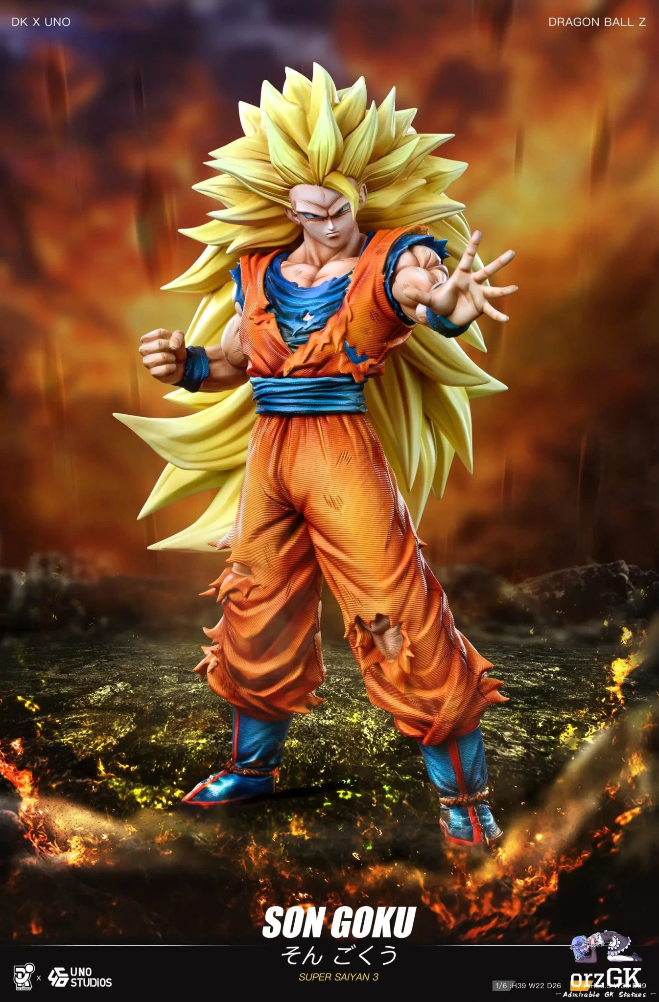DK Studio - Dragon Ball Super Saiyan 3 Goku resin statue Navy Toys anime figure