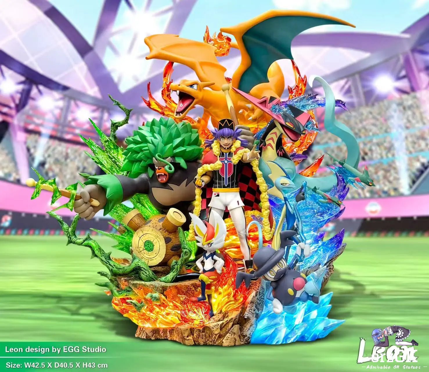 EGG Studio - Pokémon Galar Region Pokémon Champion Leon resin statue Navy Toys anime figure