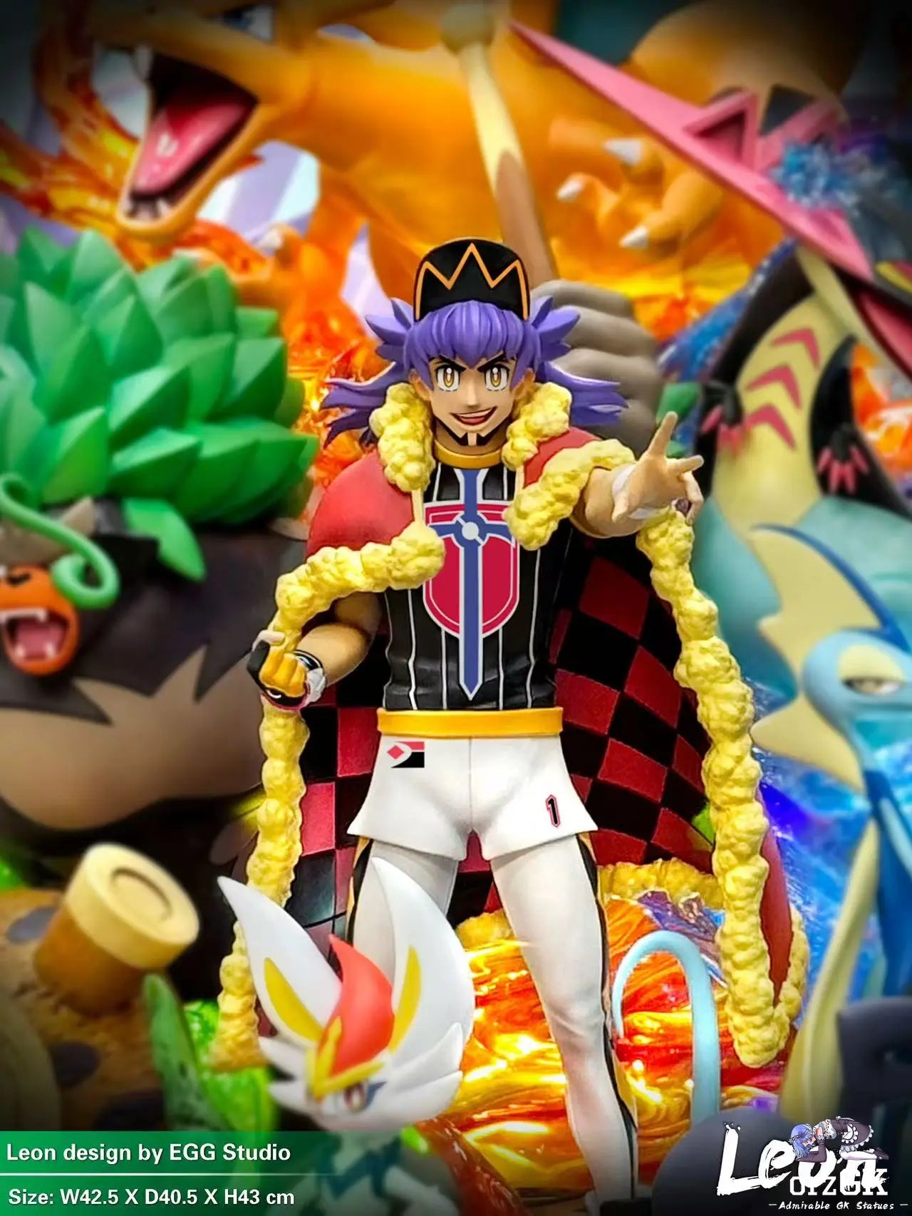 EGG Studio - Pokémon Galar Region Pokémon Champion Leon resin statue Navy Toys anime figure