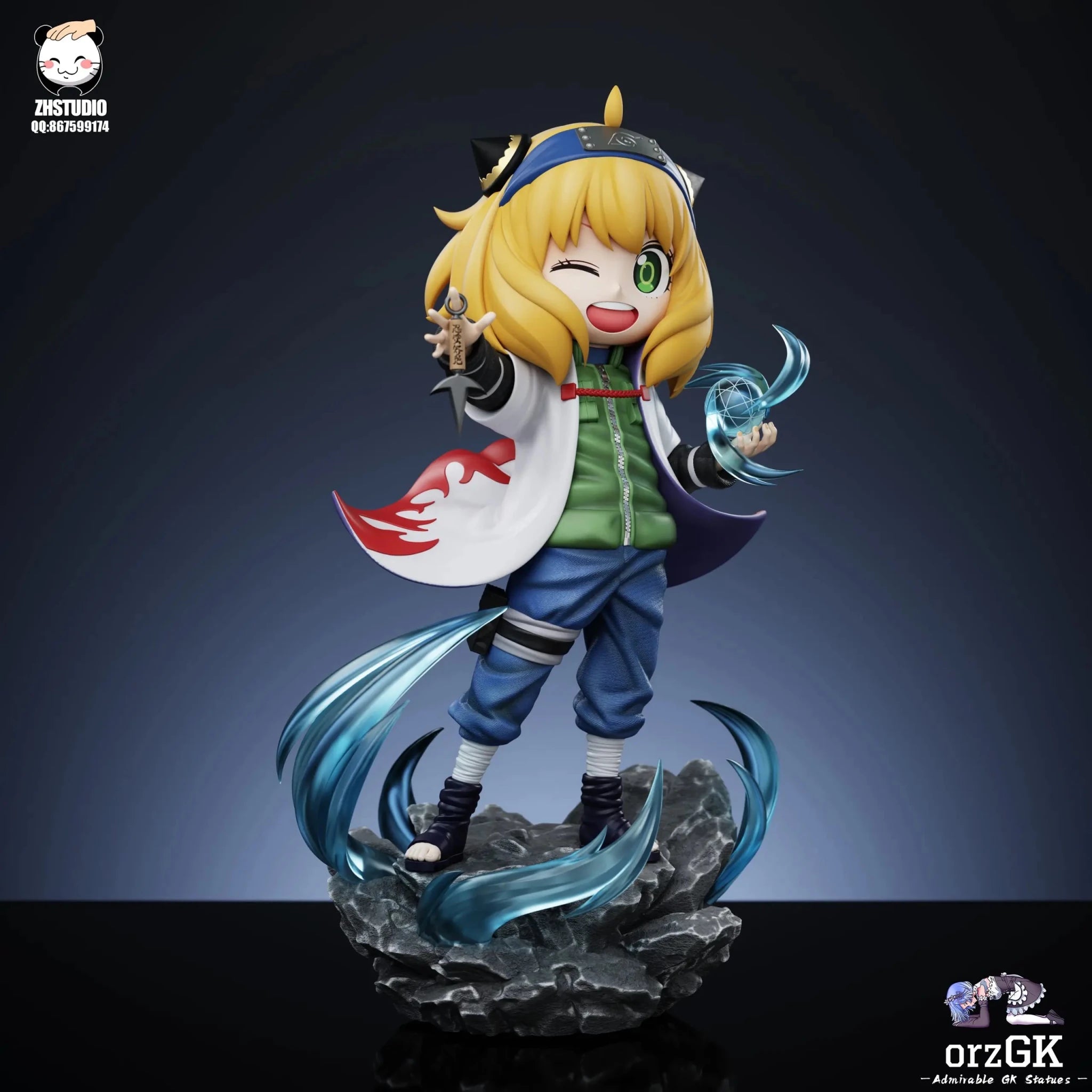 ZH Studio - Spy x Family Anya cosplays Minato Namikaze resin statue Navy Toys anime figure