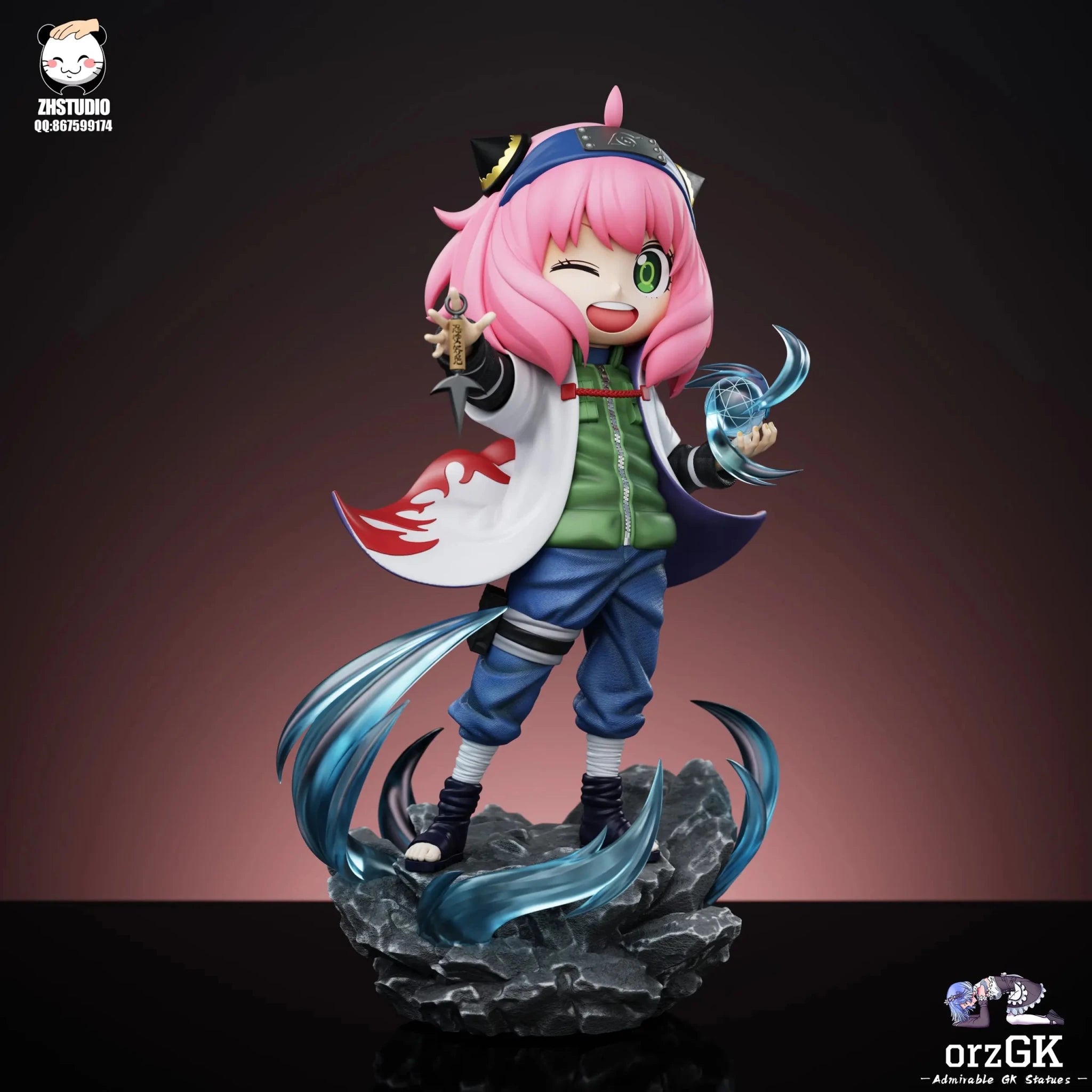 ZH Studio - Spy x Family Anya cosplays Minato Namikaze resin statue Navy Toys anime figure