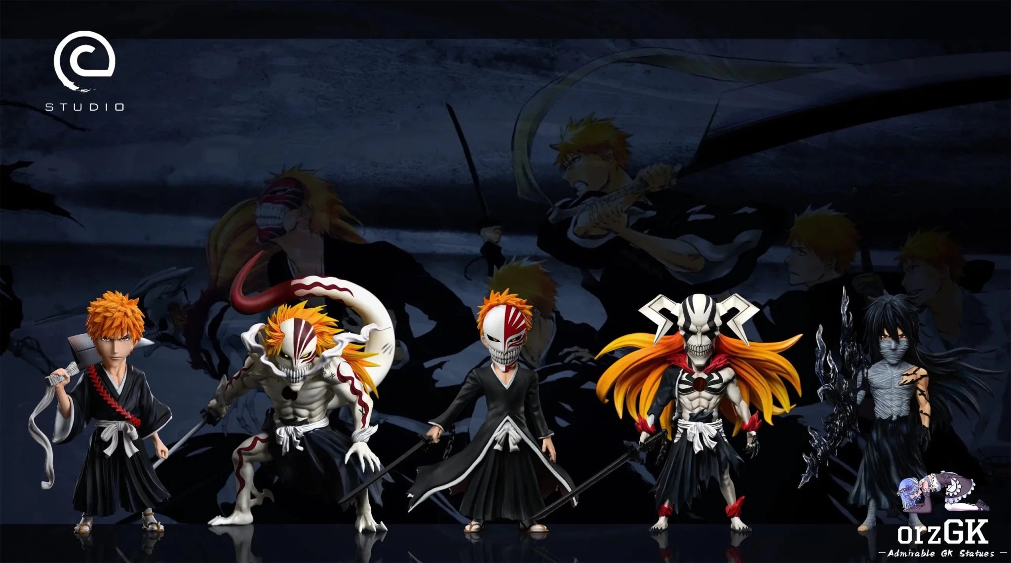 C Studio - BLEACH Protagonist Group Hollowfication Ichigo resin statue Navy Toys anime figure