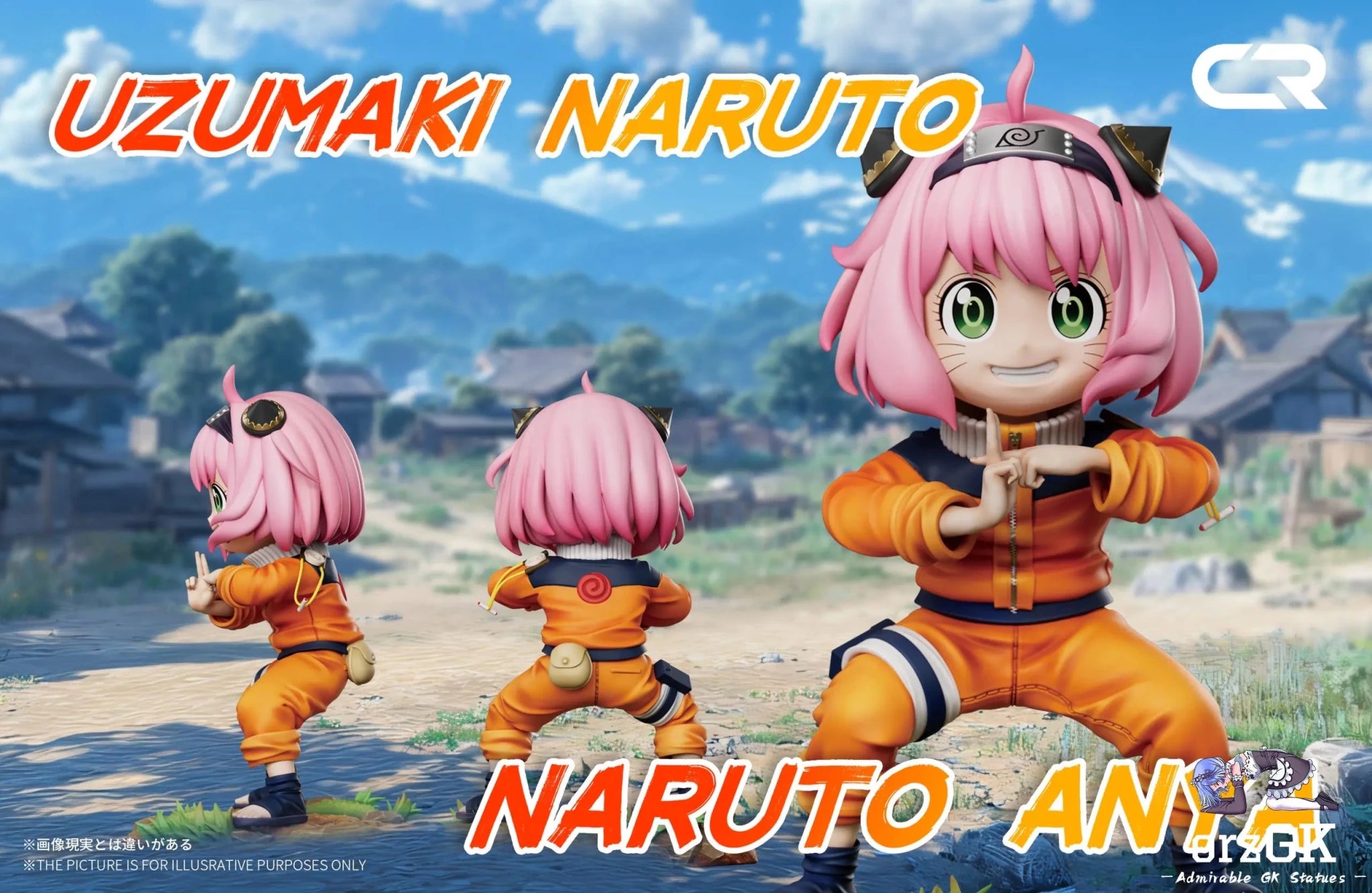 CR Studio - Spy x Family Anya cos Uzumaki Naruto Kage Bunshin resin statue Navy Toys anime figure
