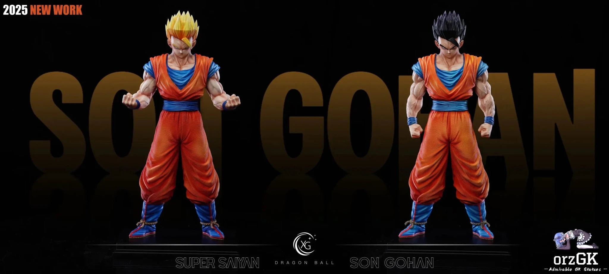 XG Studio - Dragon Ball Super Saiyan 2 Gohan & Mysterious Gohan resin statue Navy Toys anime figure