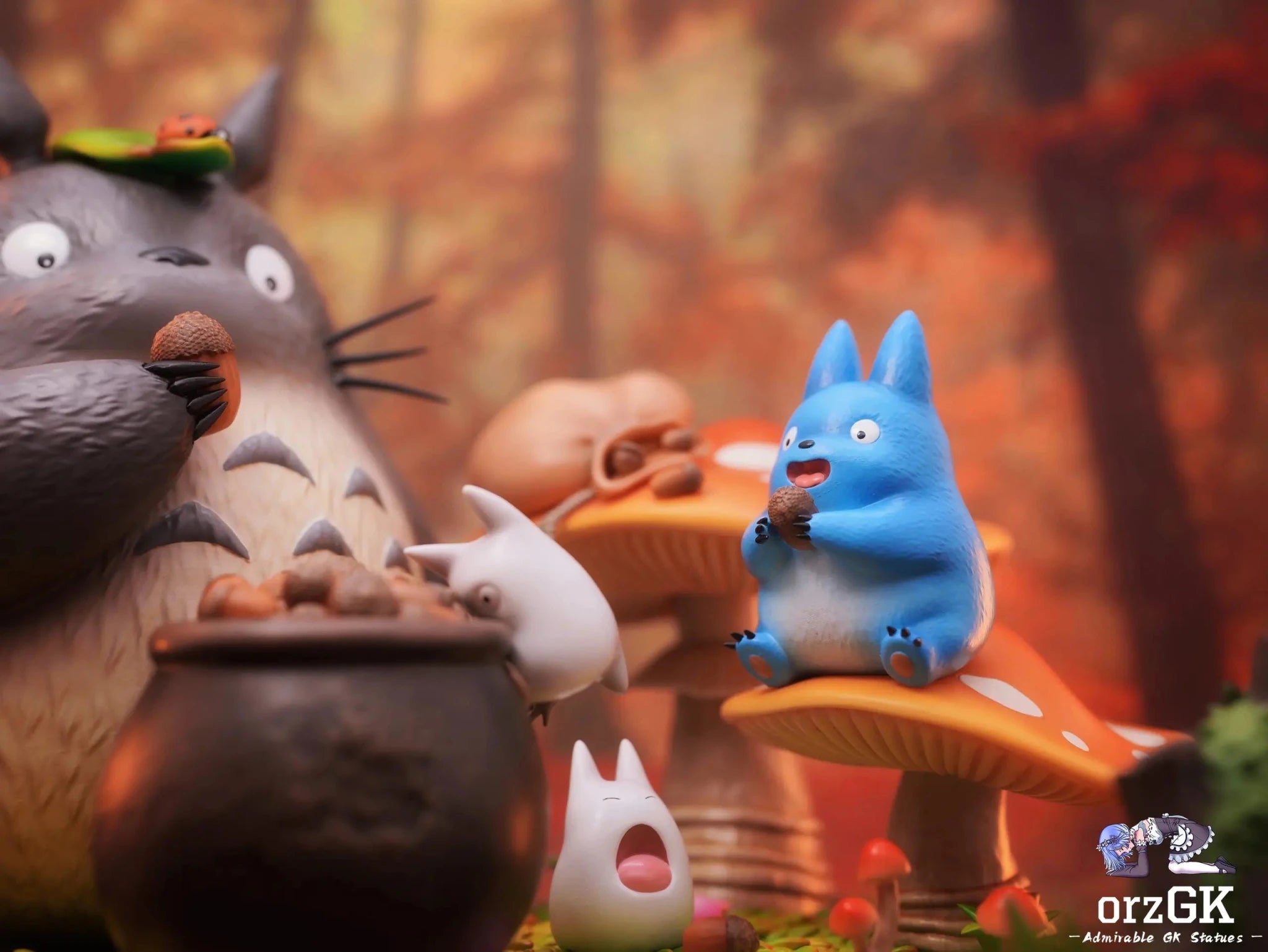 Long Miao Studio - My Neighbor Totoro Totoro Eating Acorn resin statue Navy Toys anime figure