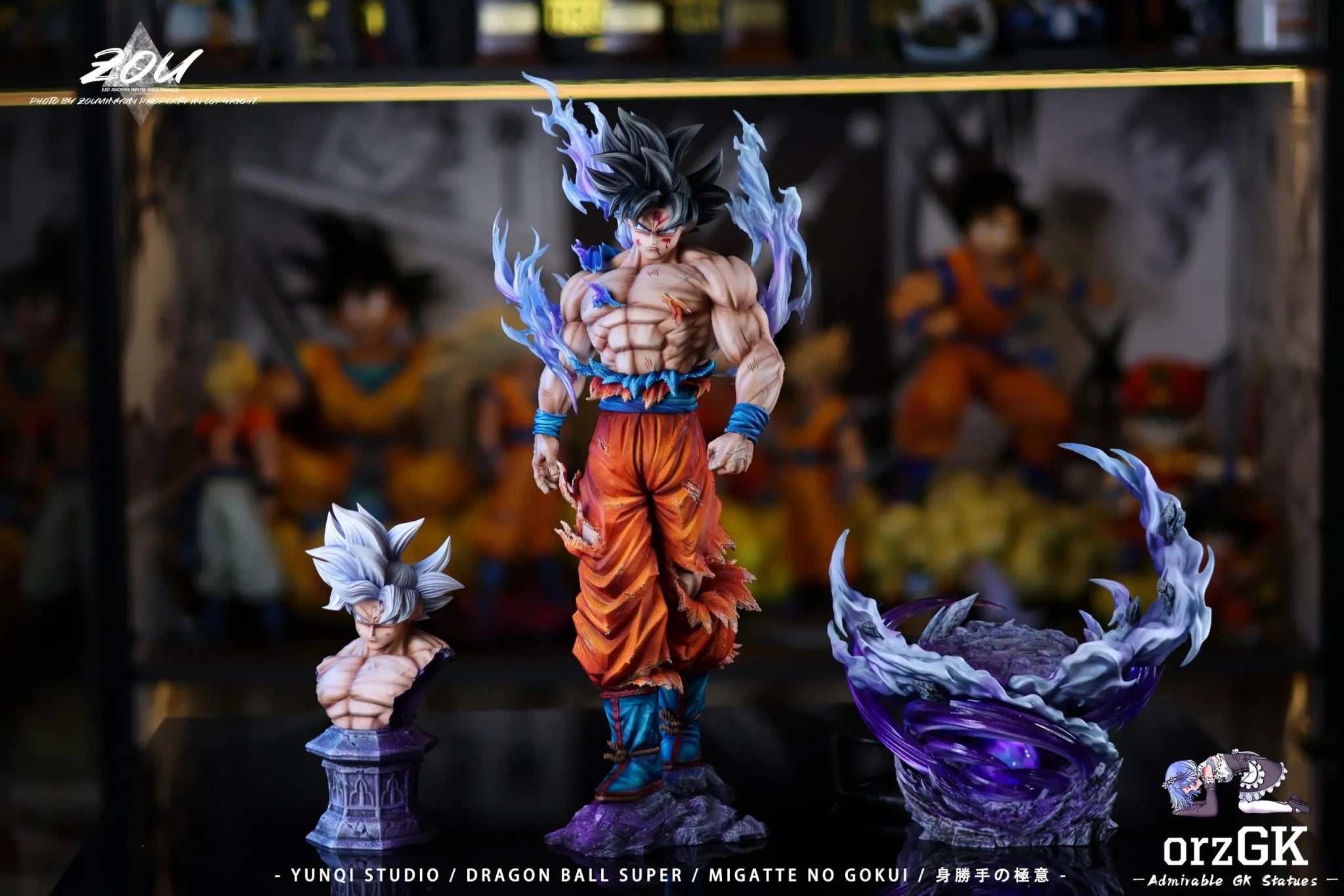 YUN QI Studio - Dragon Ball Light carving series Migatte no Gokui Son Goku resin statue Navy Toys anime figure