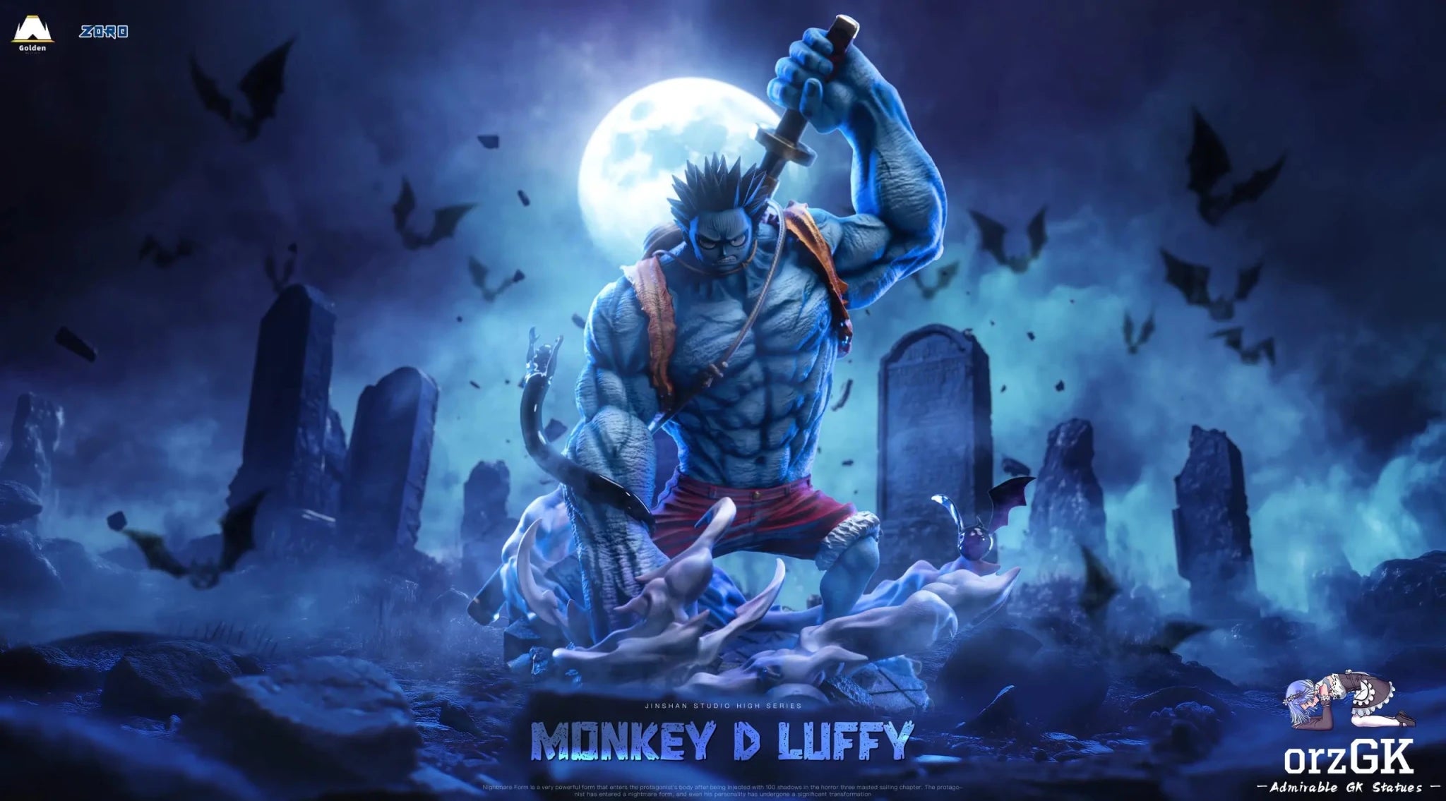 Jinshan Studio - One Piece Horror Series 2 Nightmare Luffy resin statue Navy Toys anime figure