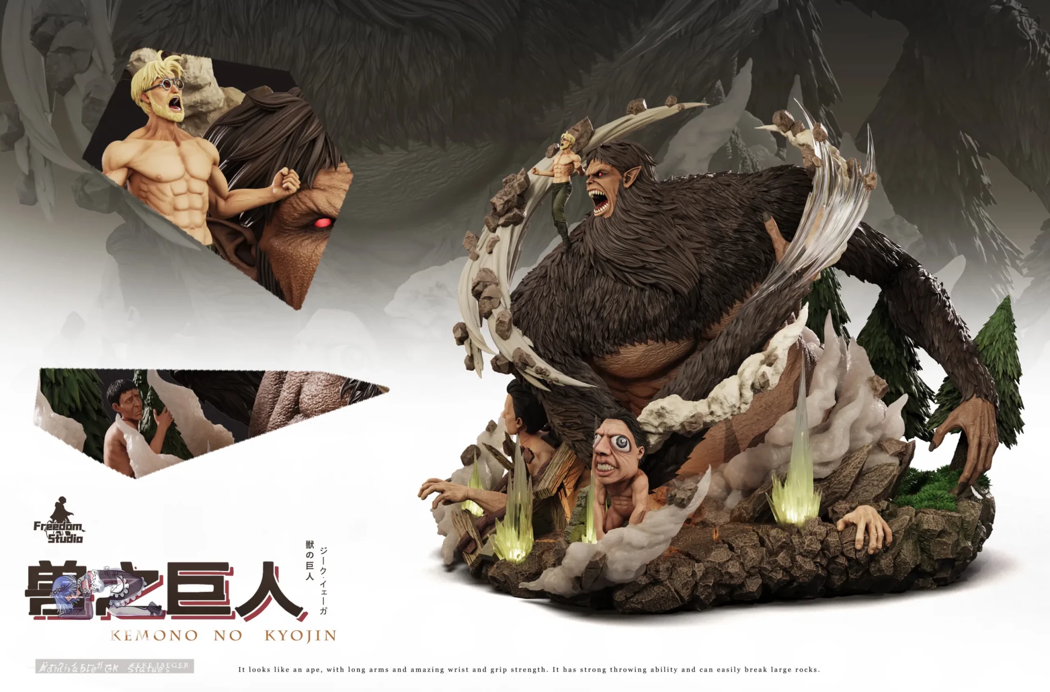 Freedom Studio - Attack on Titan 016 Zeke Yeager & Beast Titan resin statue Navy Toys anime figure