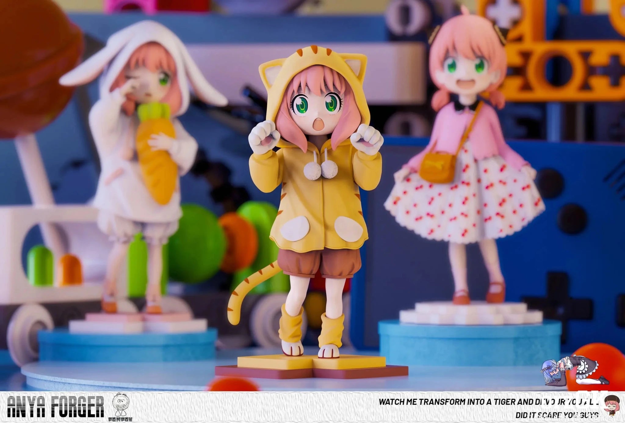 PomPon Studio - Spy x Family Tiger Pajamas Anya resin statue Navy Toys anime figure