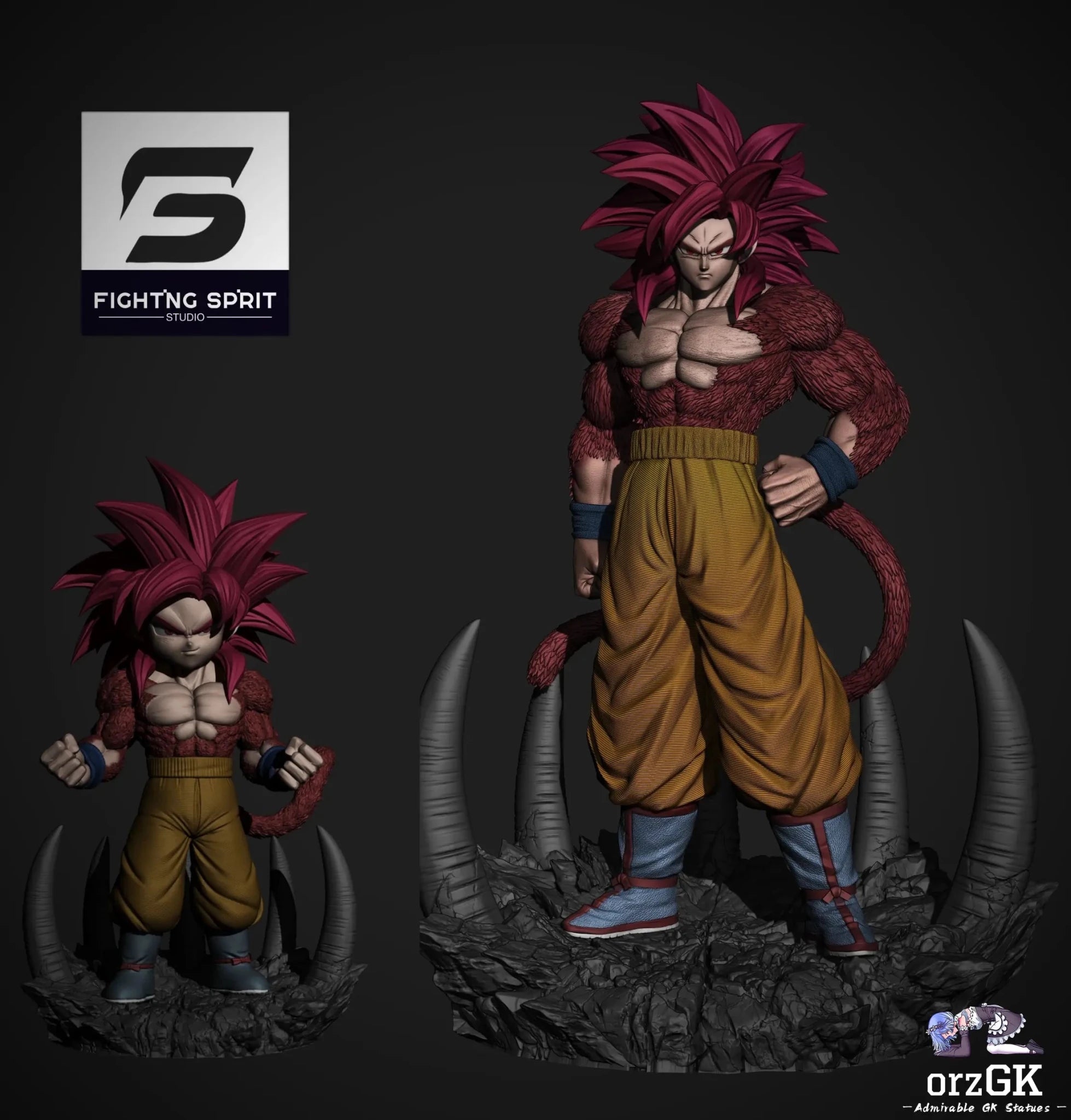Fighting Sprit Studio - Dragon Ball DAIMA Super Saiyan 4 Goku resin statue Navy Toys anime figure