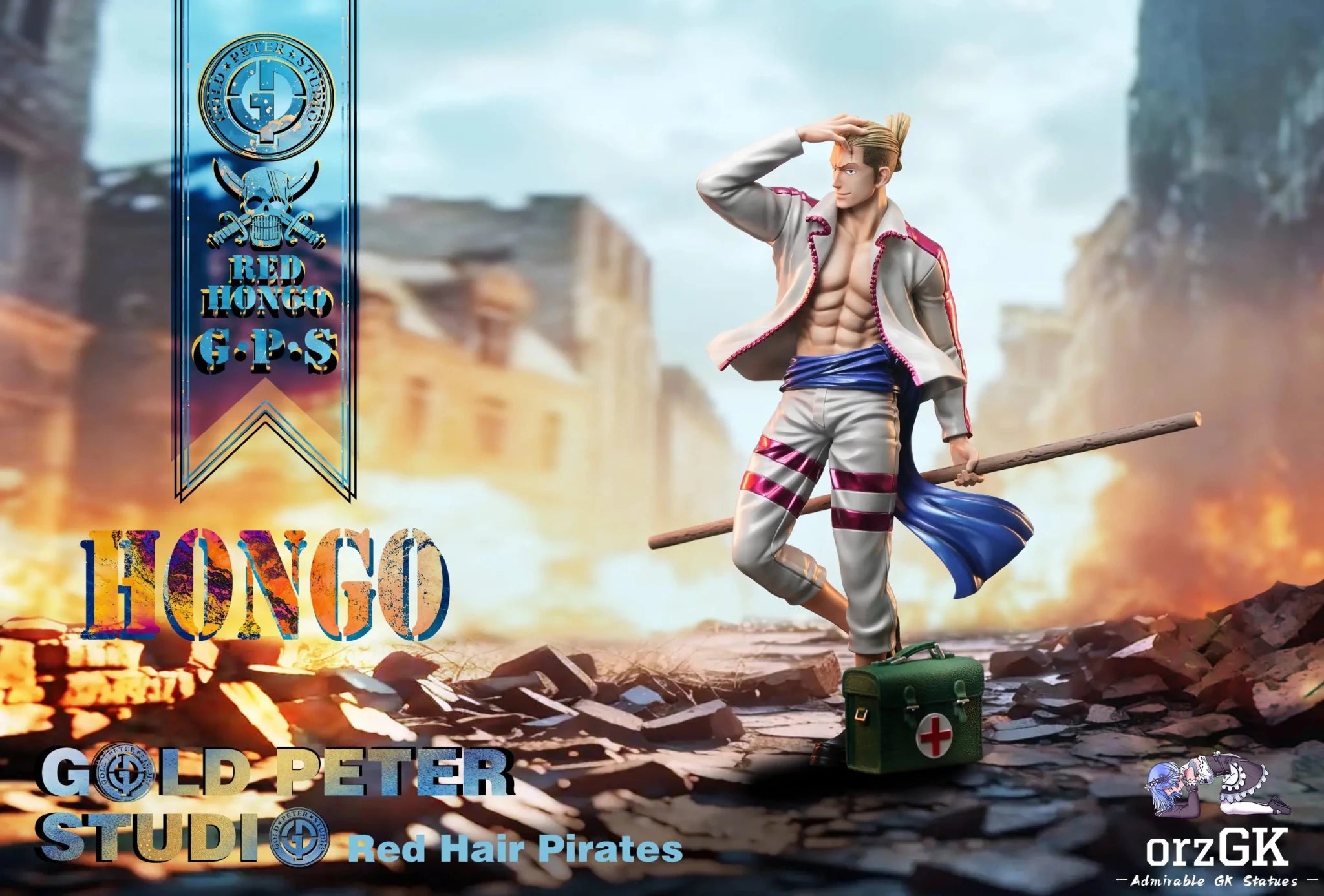 Gold Peter Studio - One Piece Red Hair Pirates 3 Hongo resin statue Navy Toys anime figure