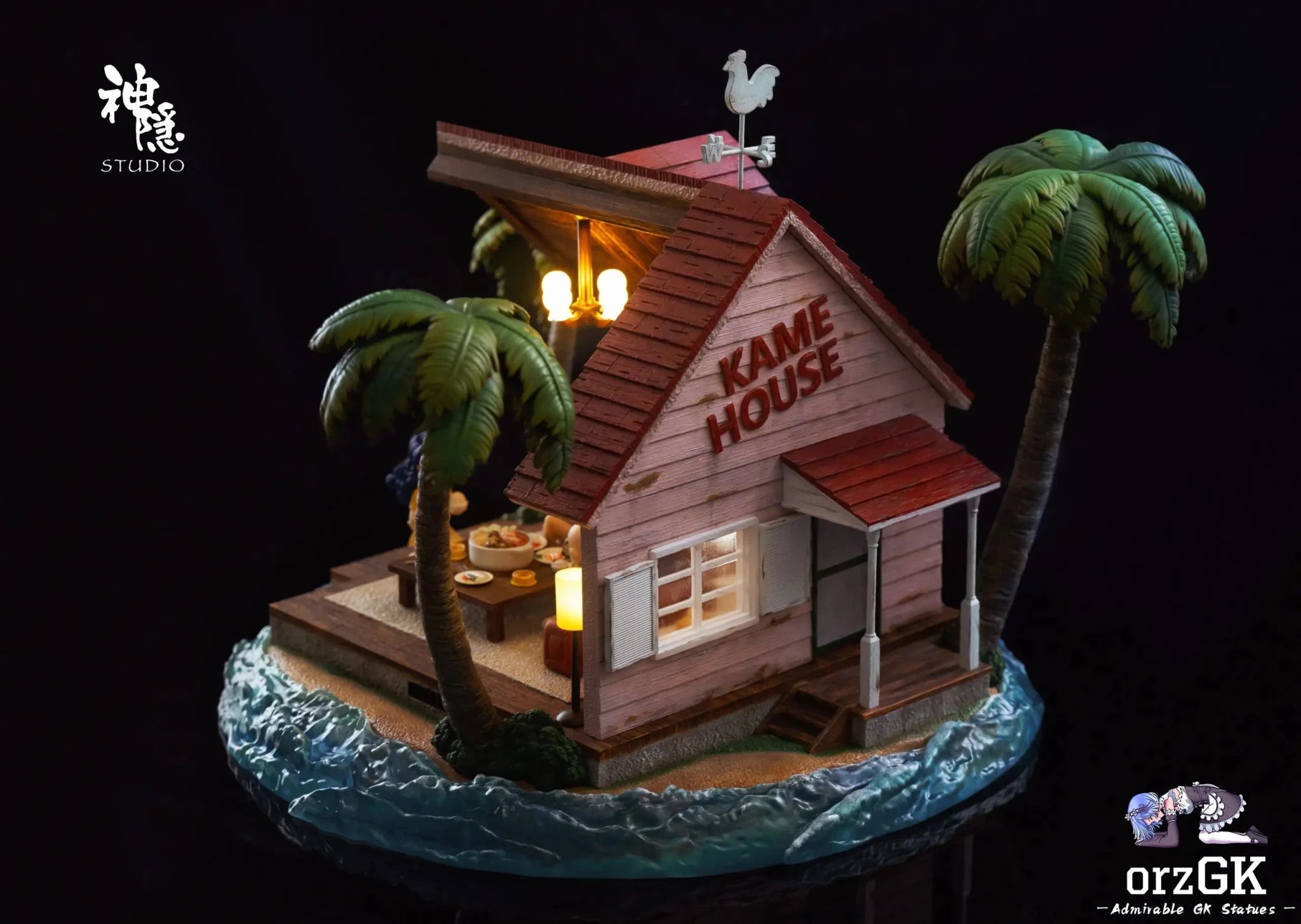 Shen Yin Studio - Dragon Ball Food Series Kame House is open for dinner Son Goku & Master Roshi & Launch & Kuririn resin statue Navy Toys anime figure
