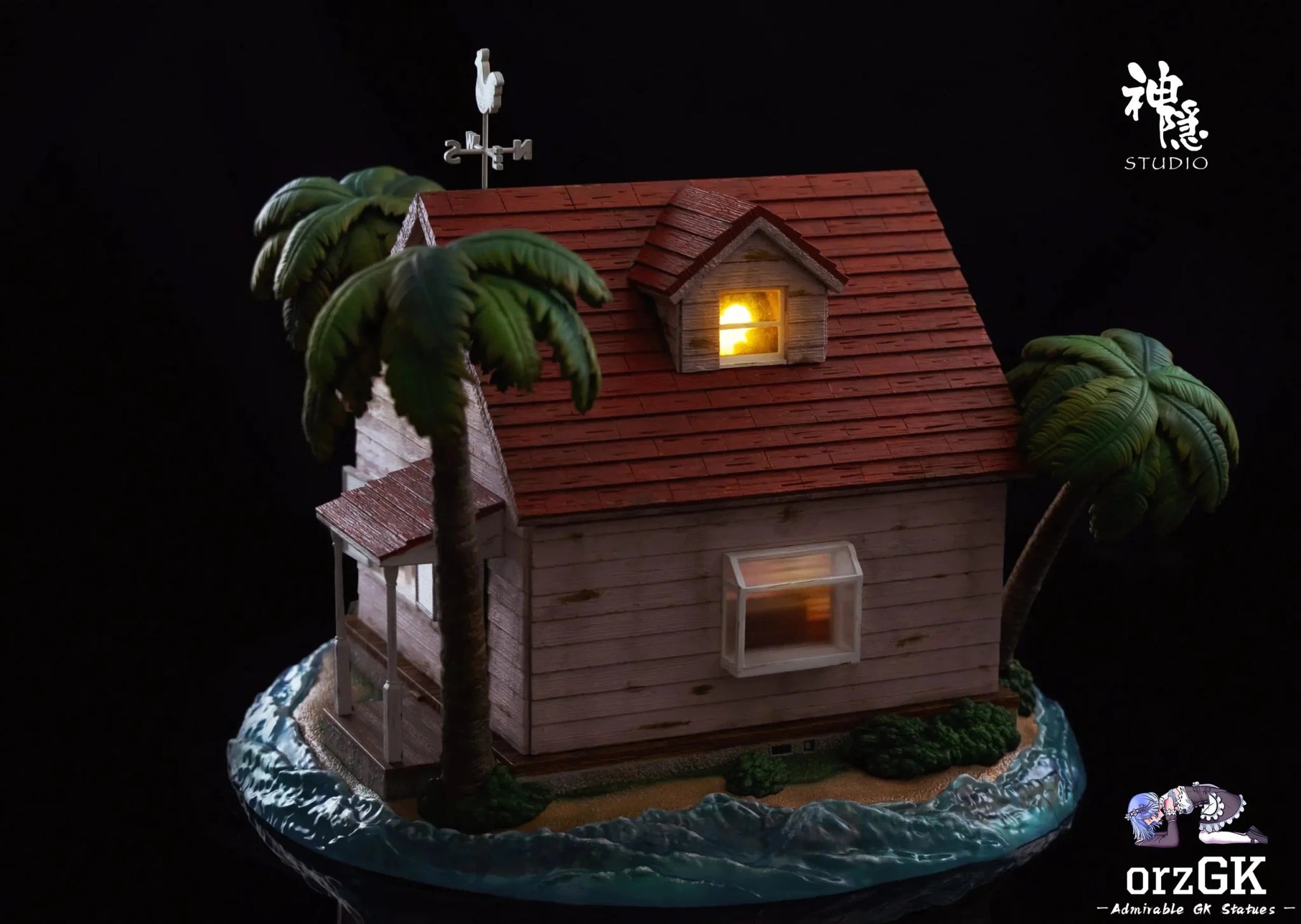 Shen Yin Studio - Dragon Ball Food Series Kame House is open for dinner Son Goku & Master Roshi & Launch & Kuririn resin statue Navy Toys anime figure