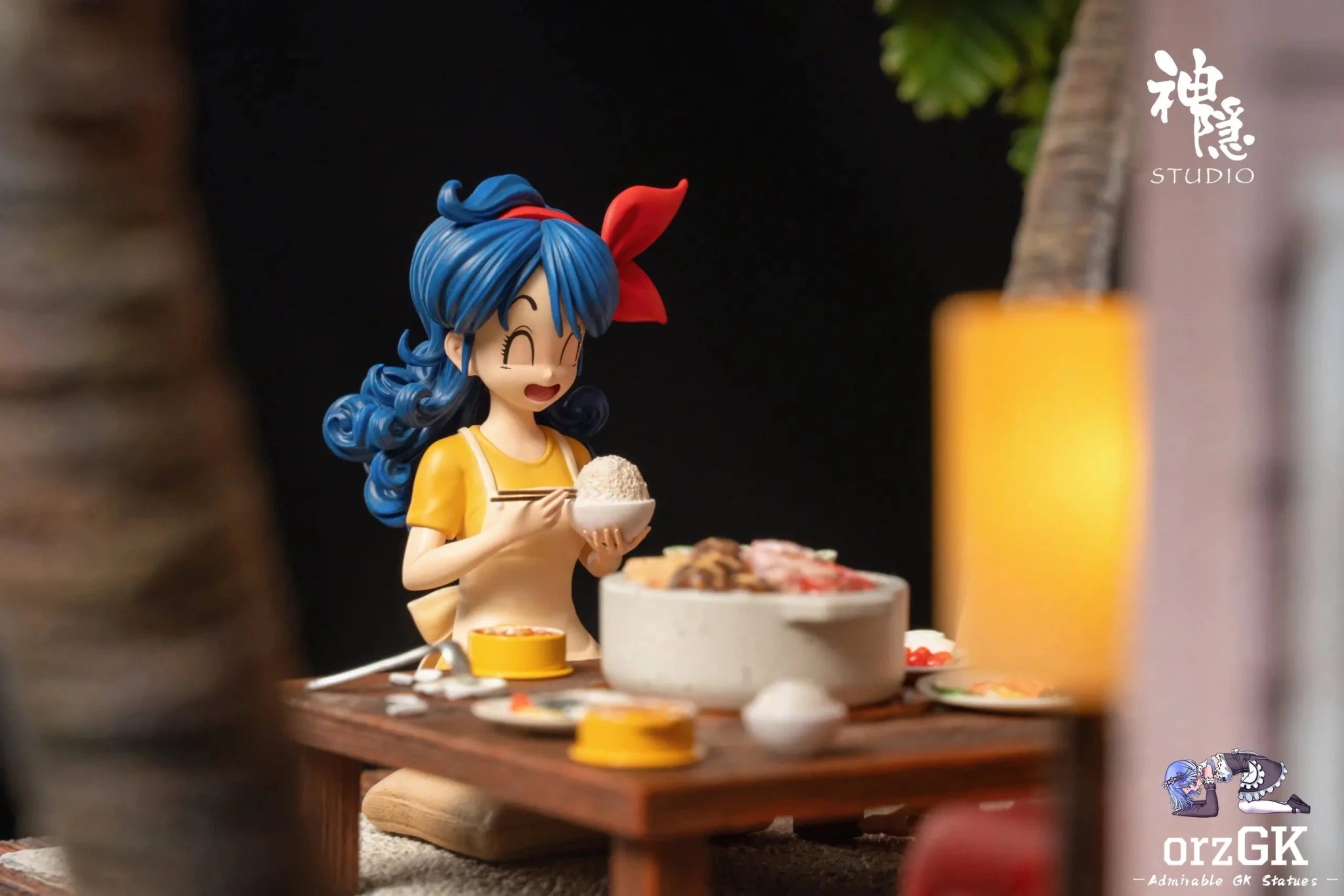 Shen Yin Studio - Dragon Ball Food Series Kame House is open for dinner Son Goku & Master Roshi & Launch & Kuririn resin statue Navy Toys anime figure