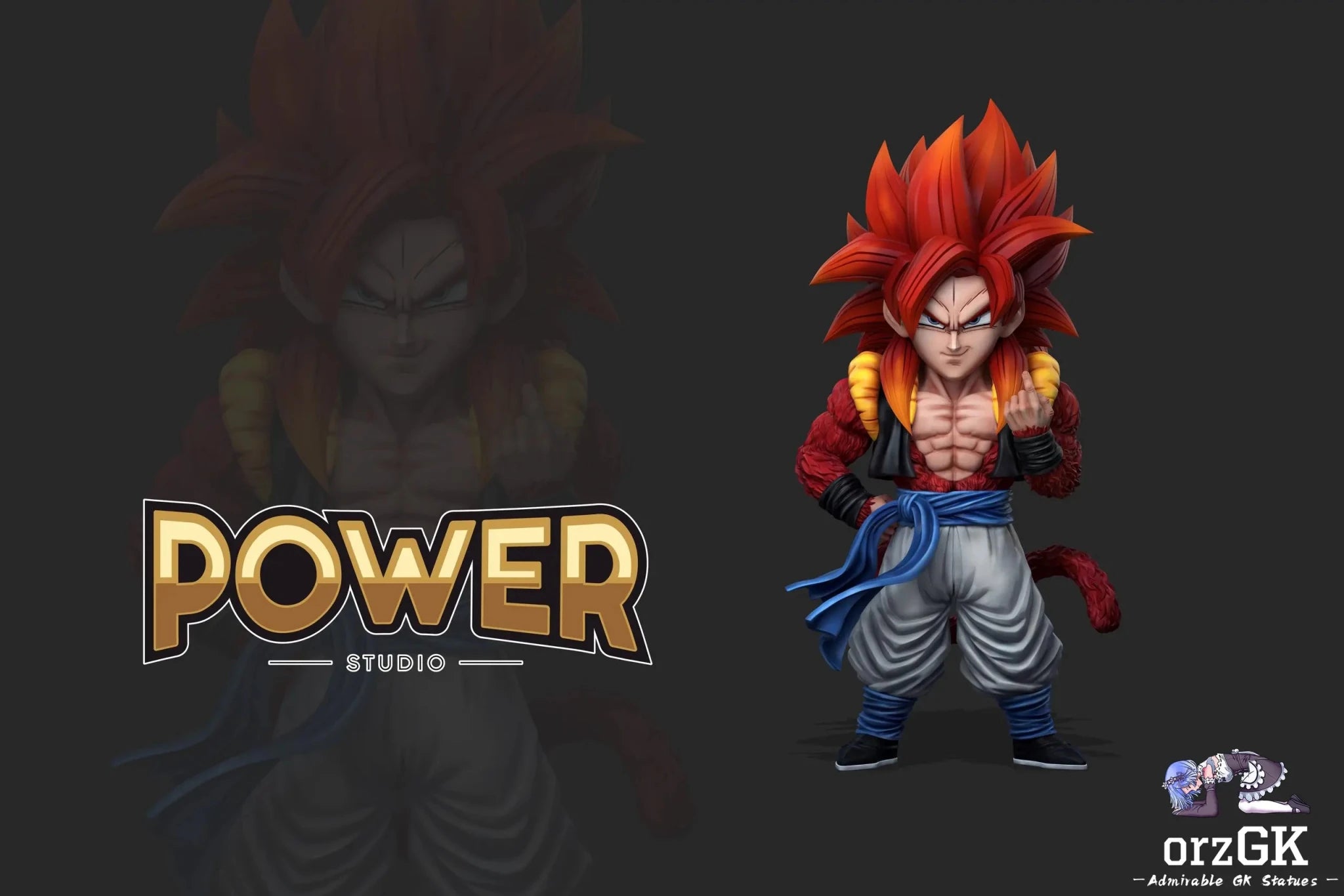 Power Studio - Dragon Ball Super Saiyan 4 Gogeta resin statue Navy Toys anime figure